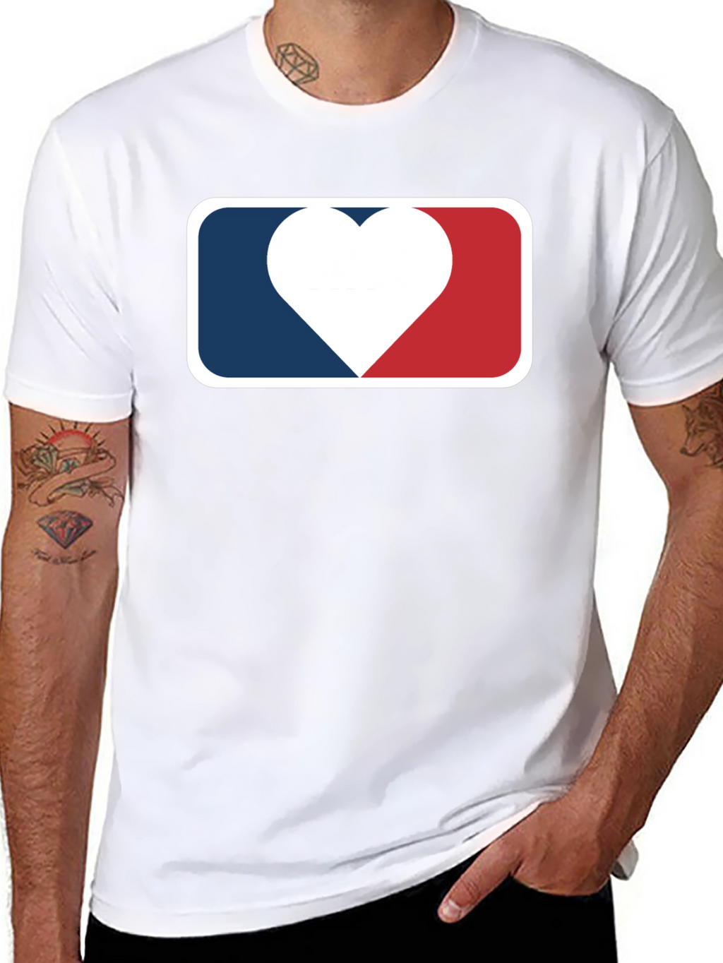 Heart Baseball Logo Black T-Shirt