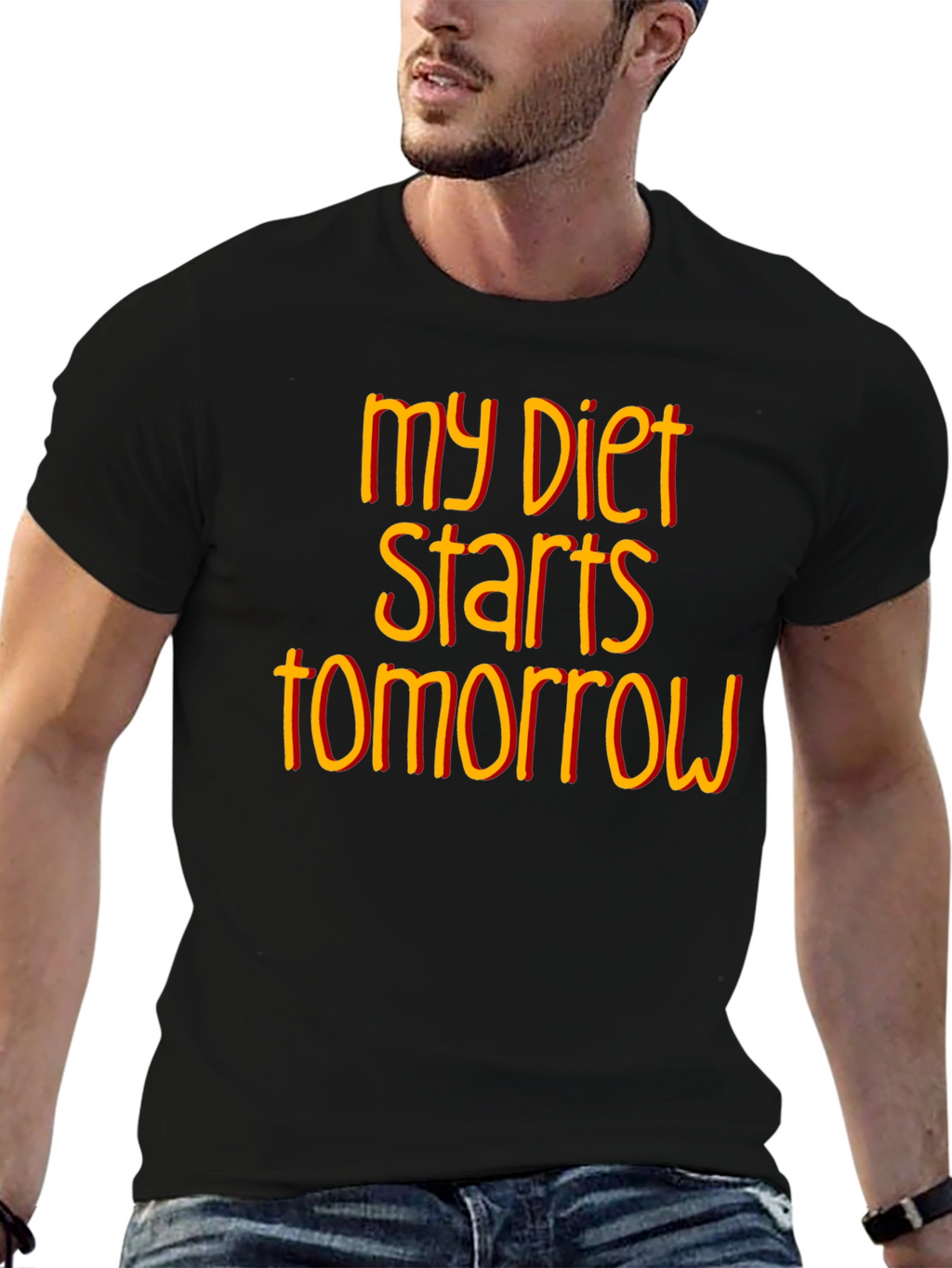 Funny Diet Starts Tomorrow Black T-Shirt