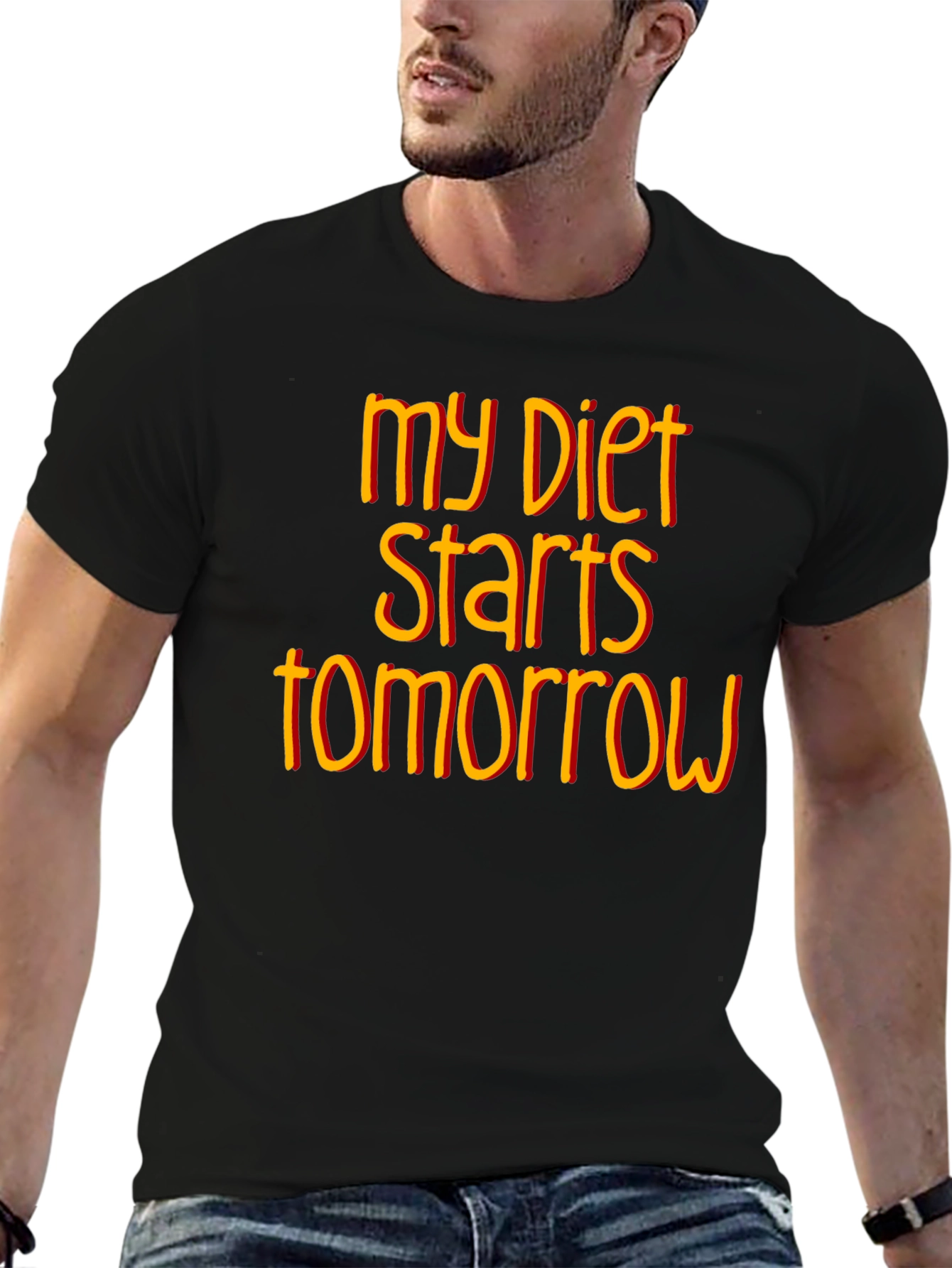 Funny Diet Starts Tomorrow Black T-Shirt