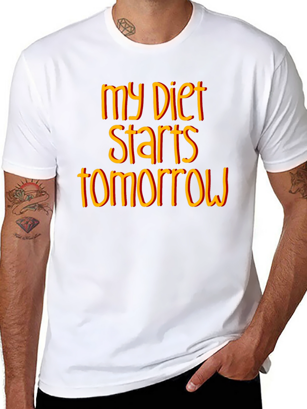 Funny Diet Starts Tomorrow Black T-Shirt