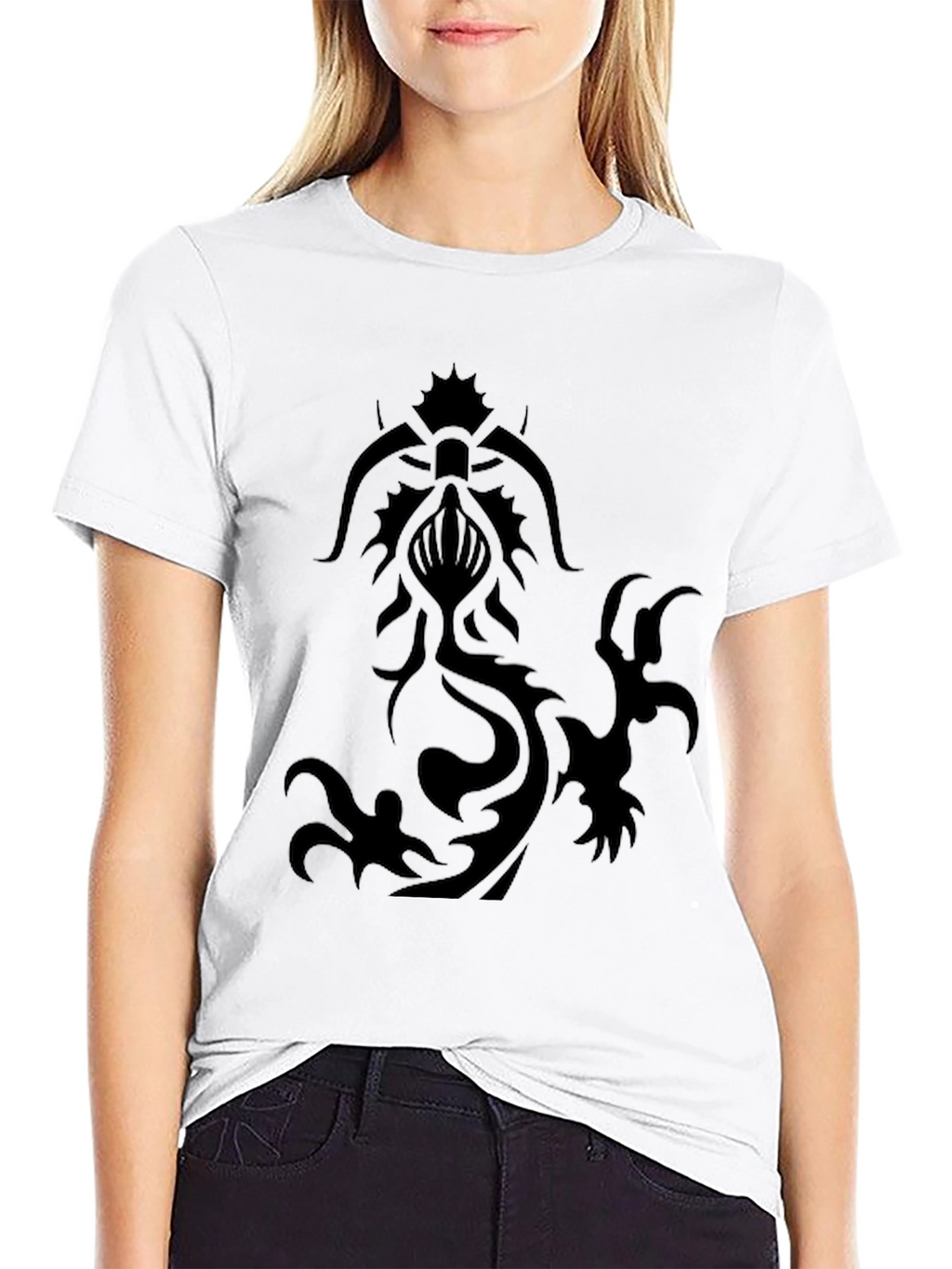Tribal Dragon Graphic Black T-Shirt