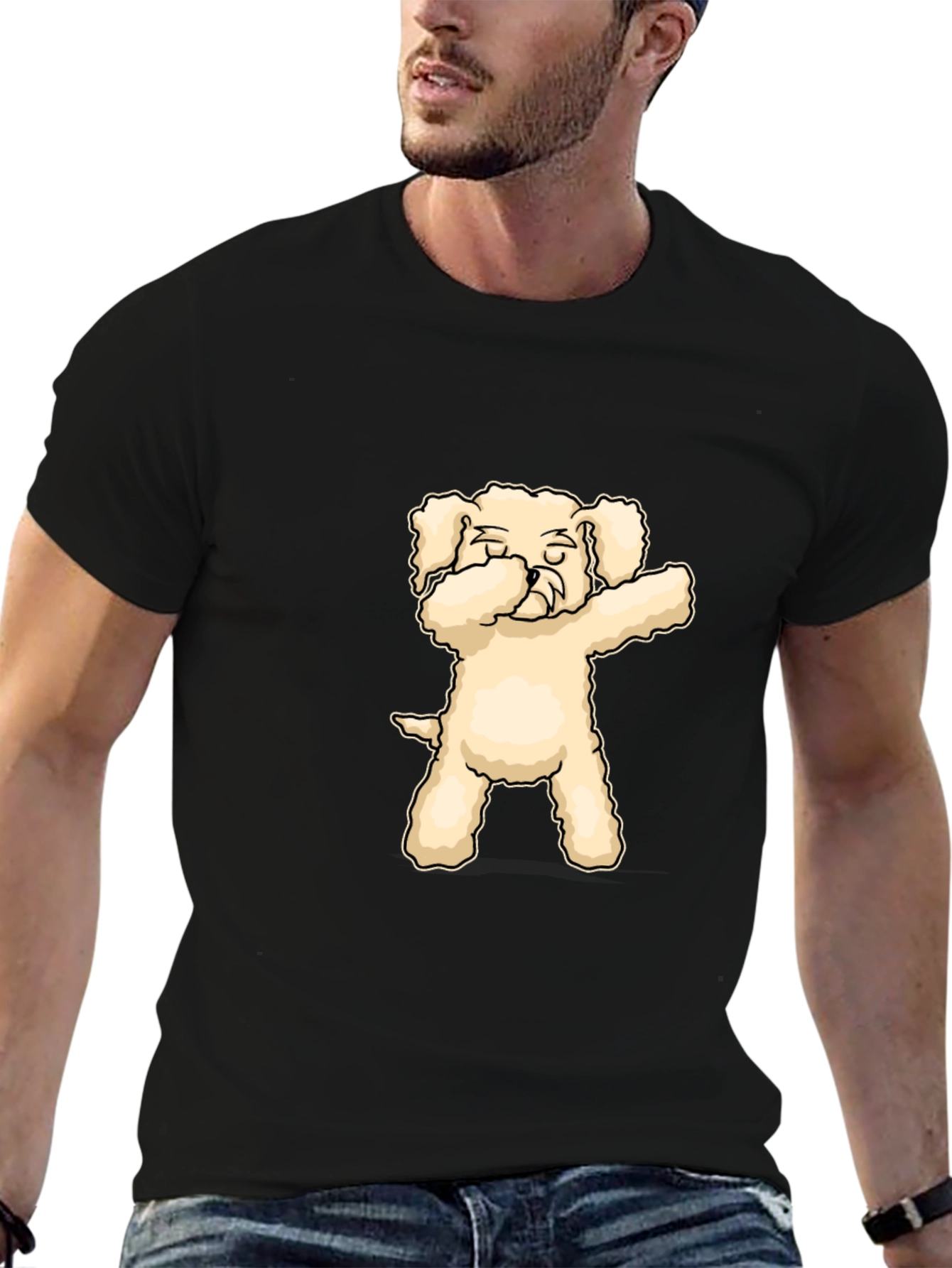 Dabbing Dog Graphic T-Shirt - Black