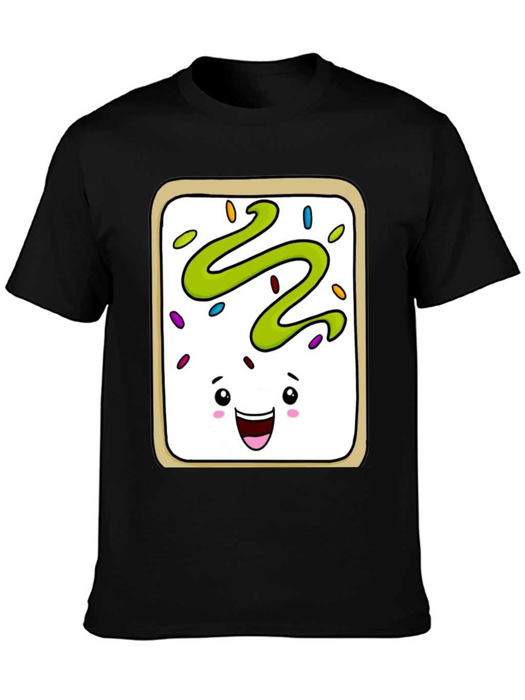 Pop Tart Kawaii Face Black T-Shirt
