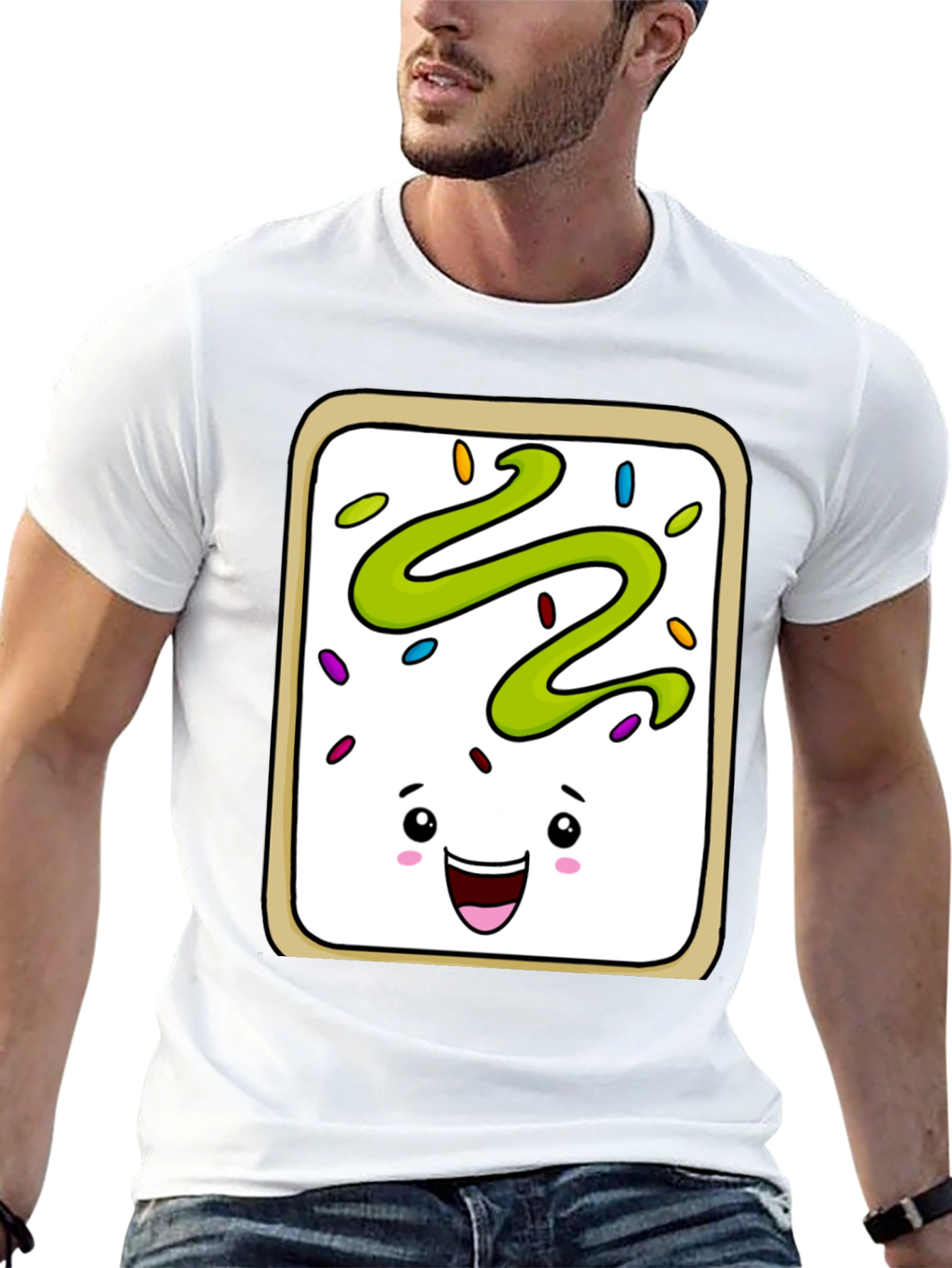 Pop Tart Kawaii Face Black T-Shirt