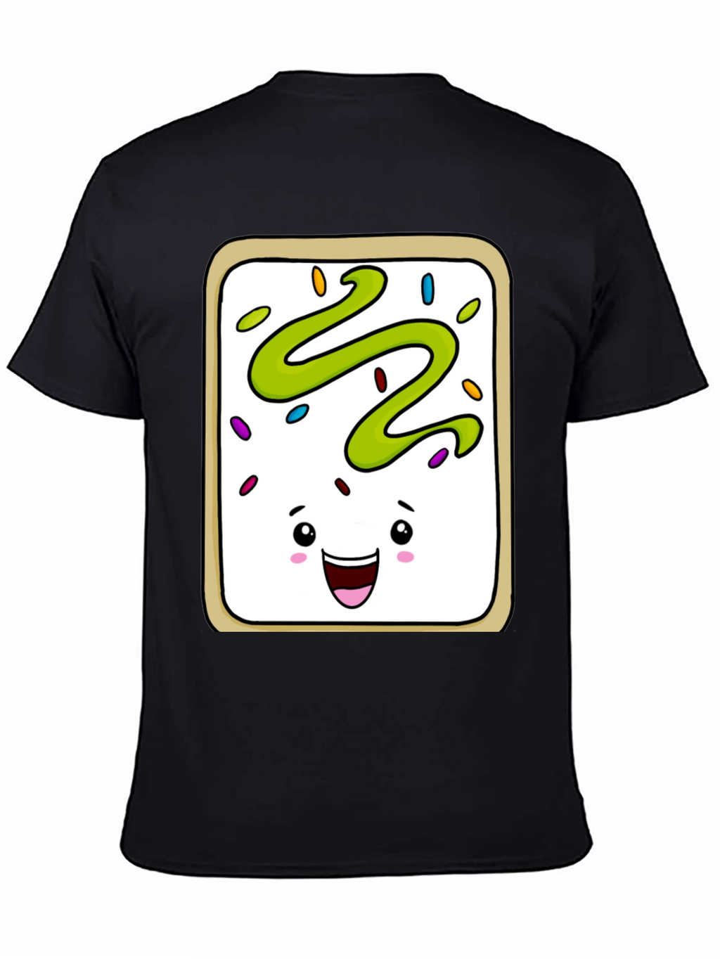 Pop Tart Kawaii Face Black T-Shirt