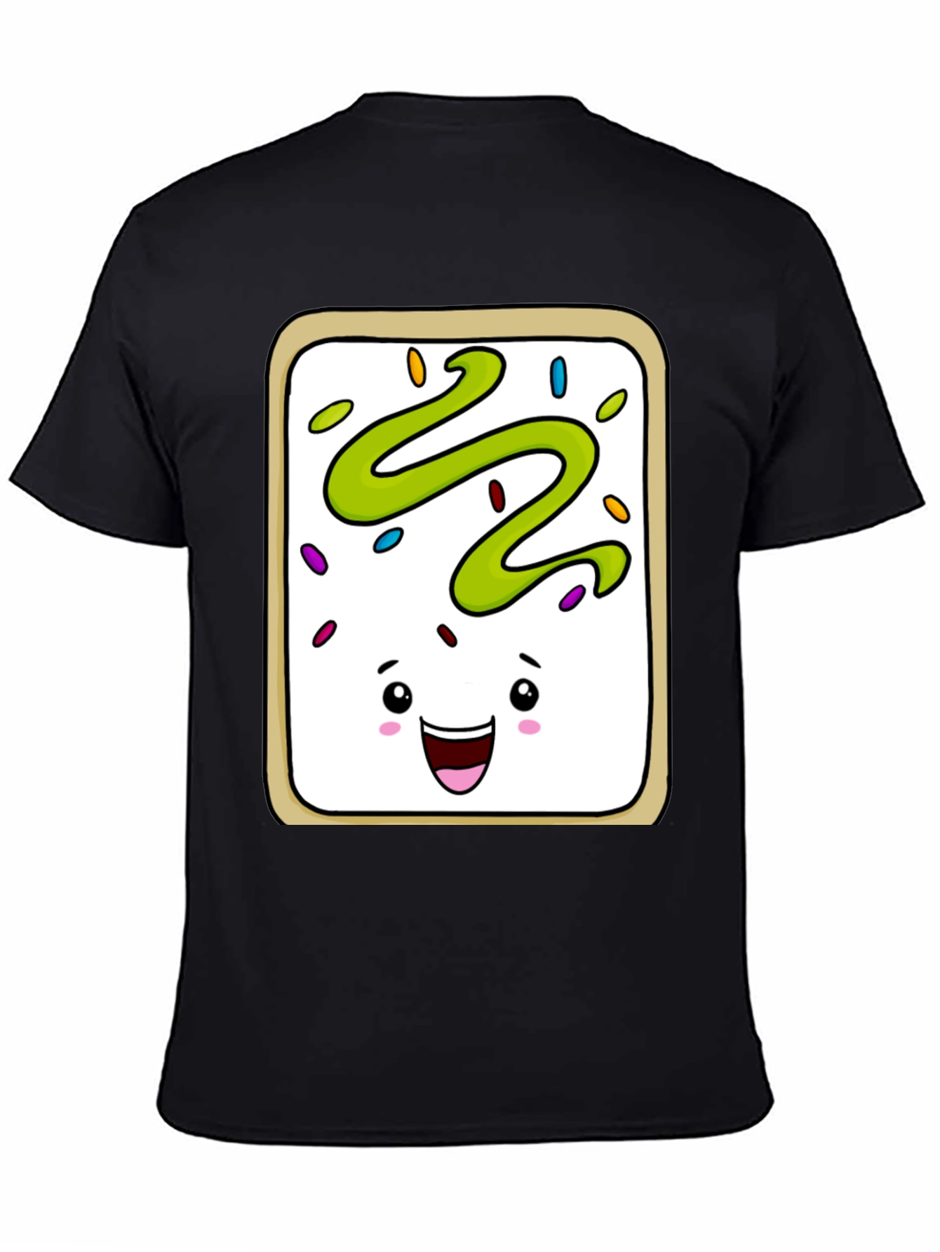 Pop Tart Kawaii Face Black T-Shirt