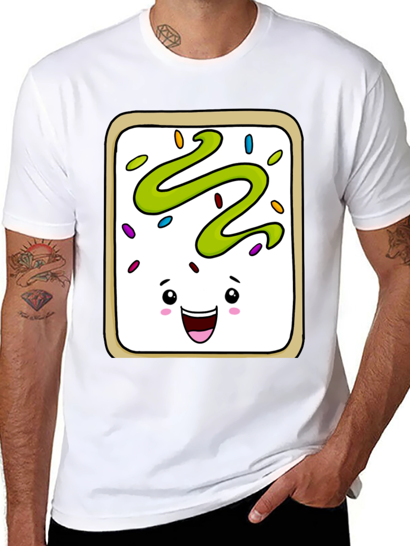 Pop Tart Kawaii Face Black T-Shirt