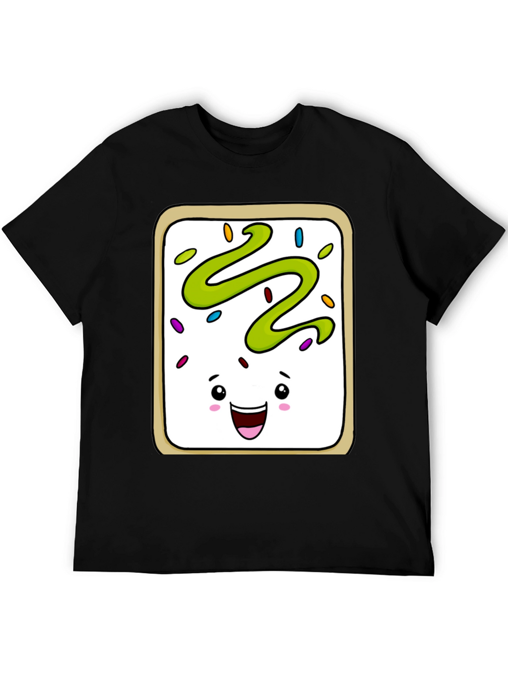 Pop Tart Kawaii Face Black T-Shirt
