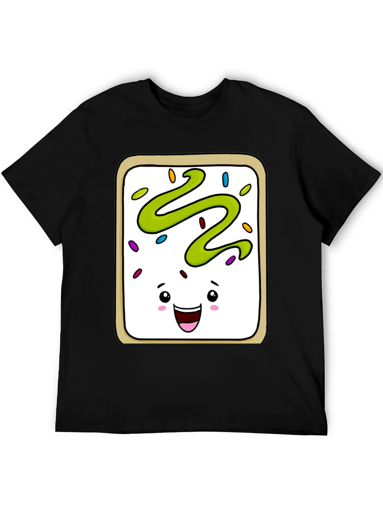 Pop Tart Kawaii Face Black T-Shirt