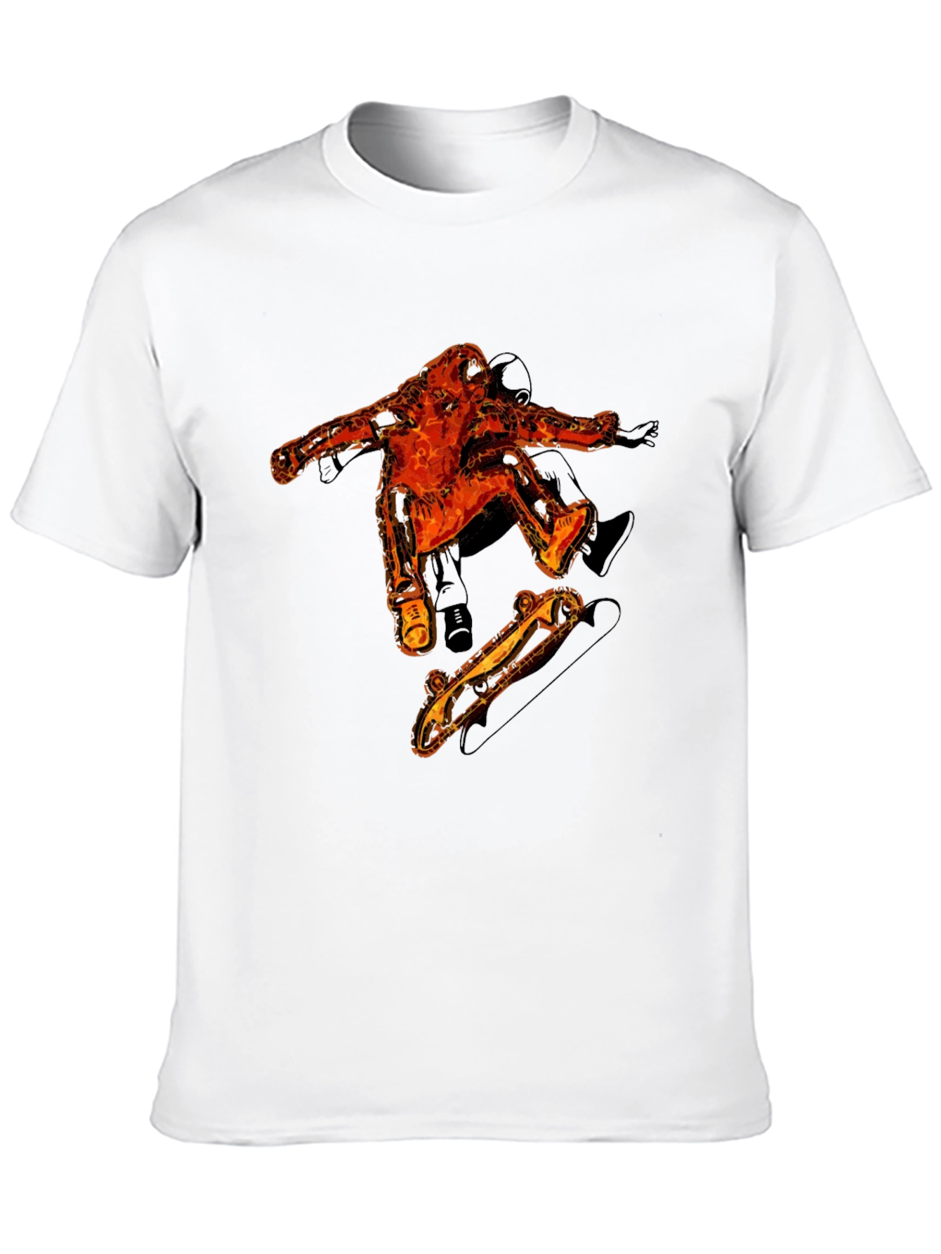 Fiery Skater Graphic Tee - Black Cotton T-Shirt
