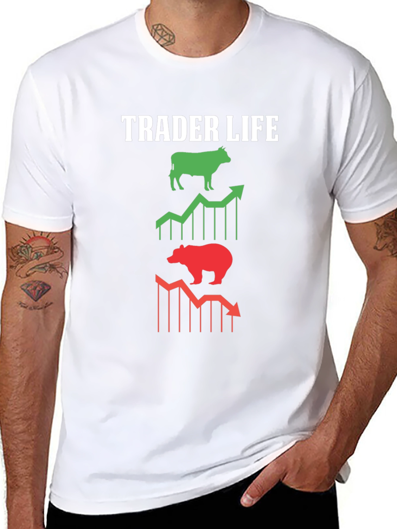 Trader Life Bull and Bear Black Graphic Tee