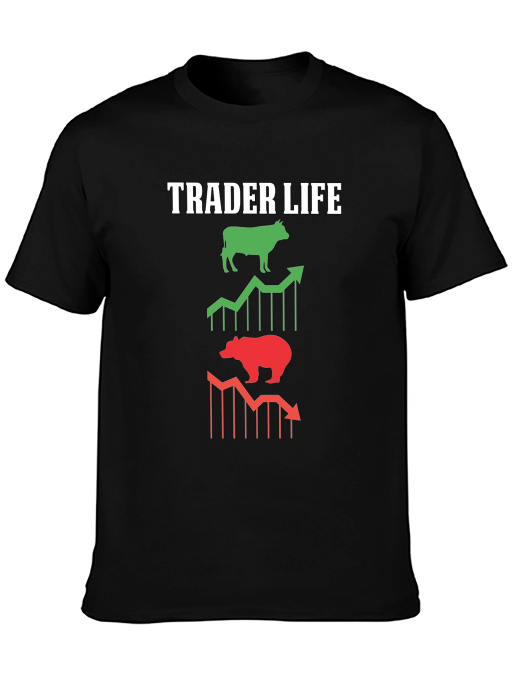 Trader Life Bull and Bear Black Graphic Tee