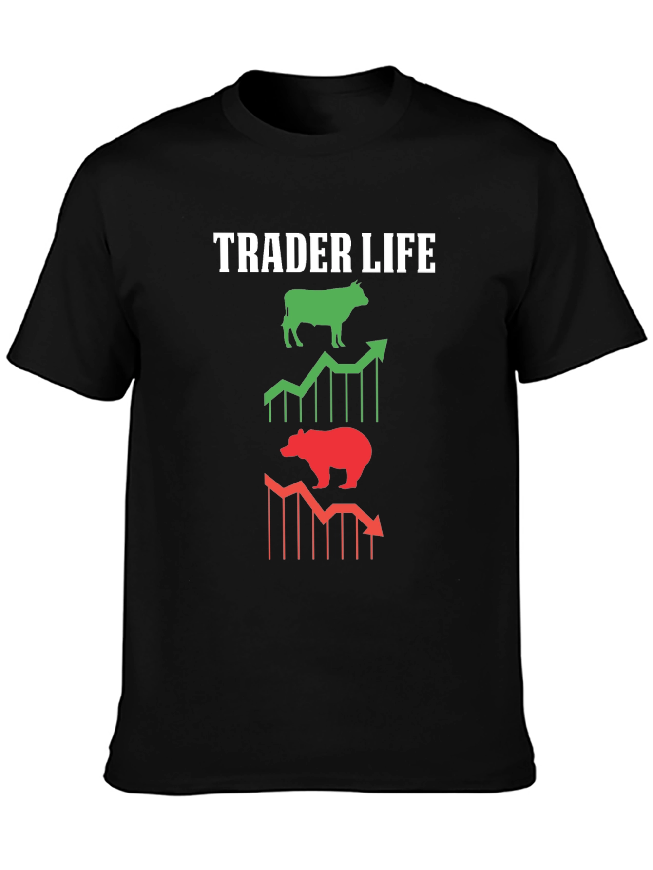 Trader Life Bull and Bear Black Graphic Tee