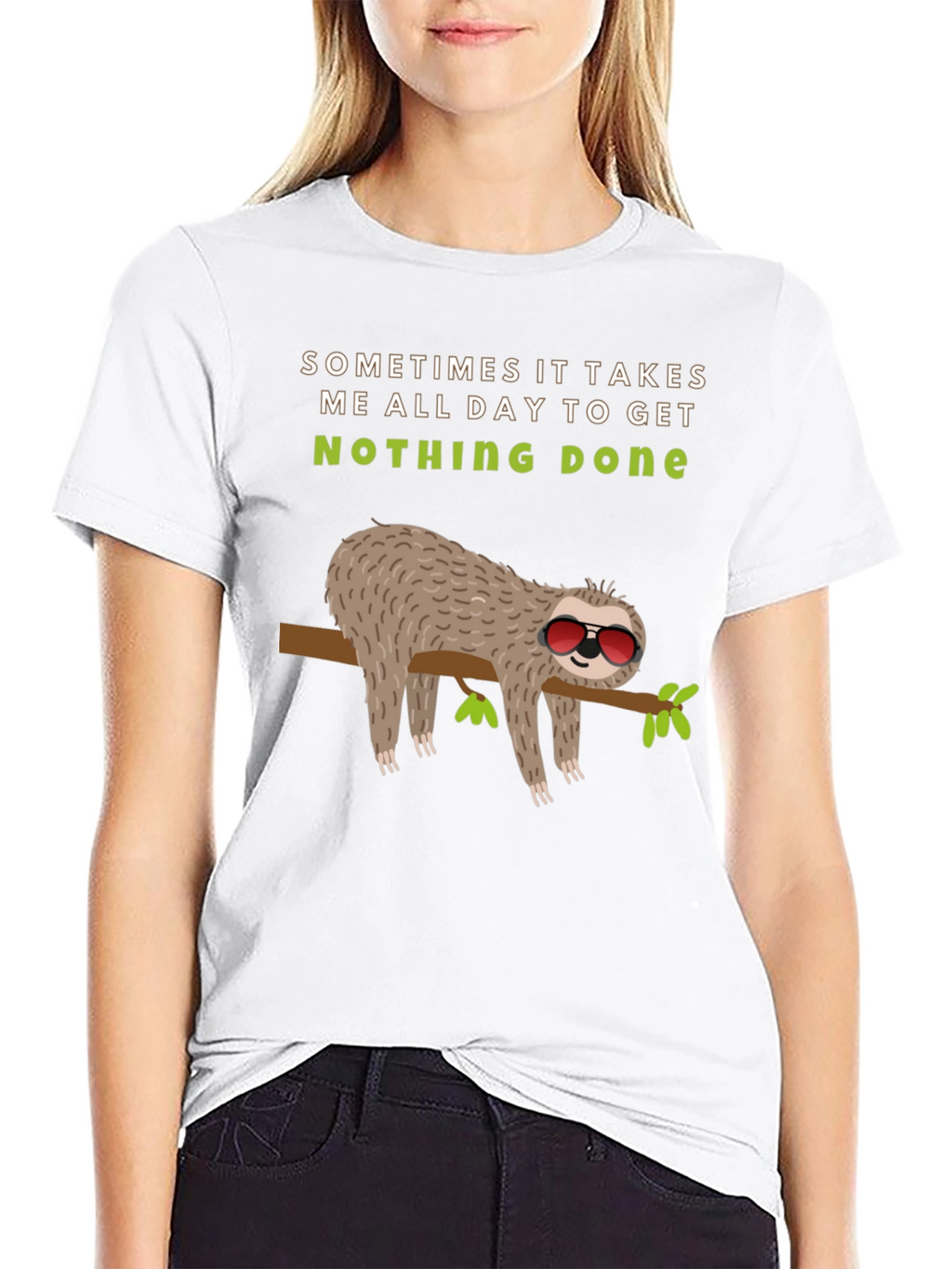 Lazy Sloth Graphic Tee -  Nothing Done Relaxed T-Shirt