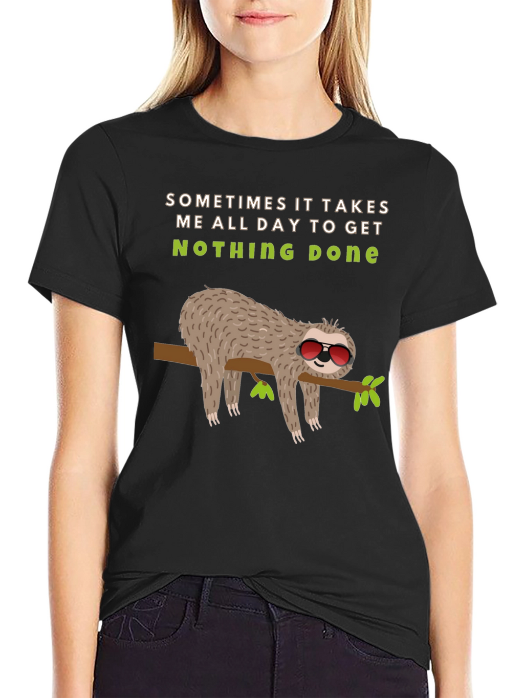 Lazy Sloth Graphic Tee -  Nothing Done Relaxed T-Shirt