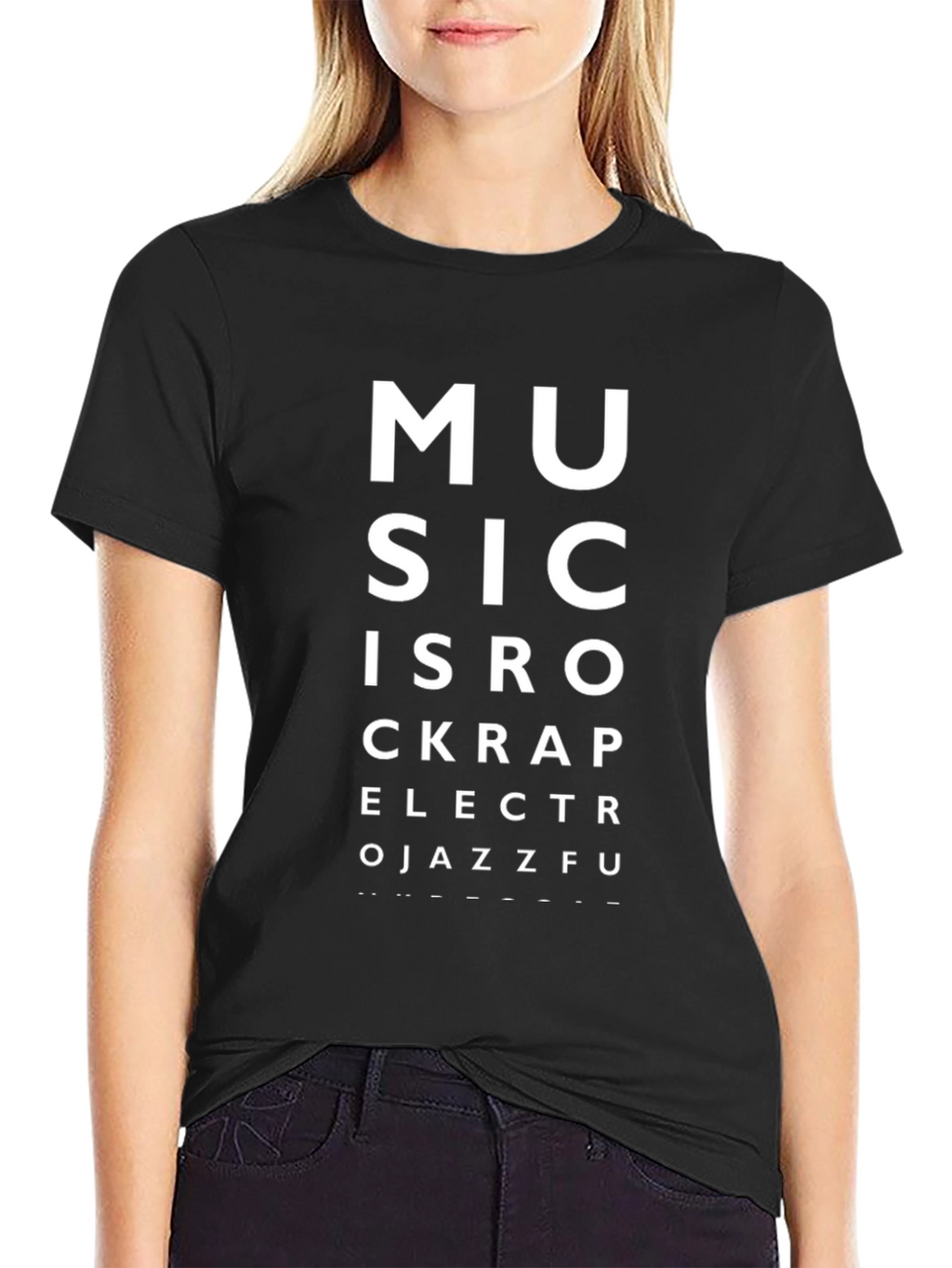 Music Eye Chart Black T-Shirt