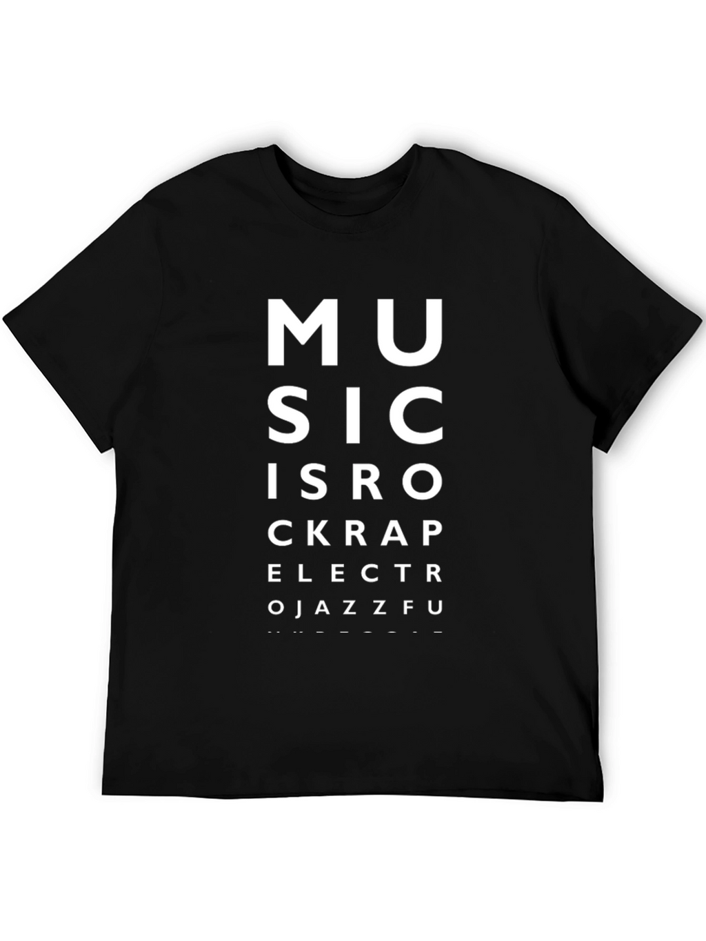 Music Eye Chart Black T-Shirt
