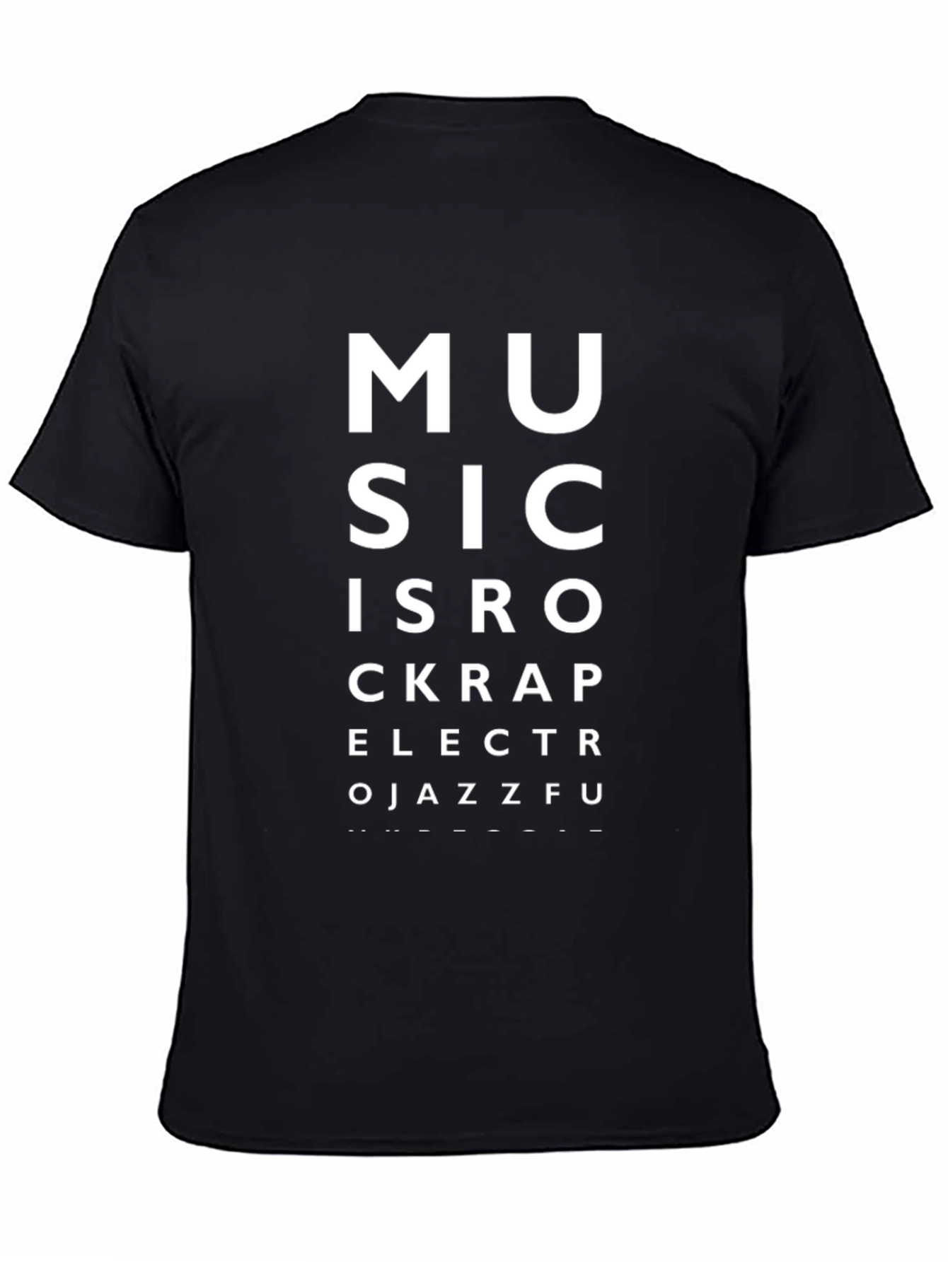 Music Eye Chart Black T-Shirt