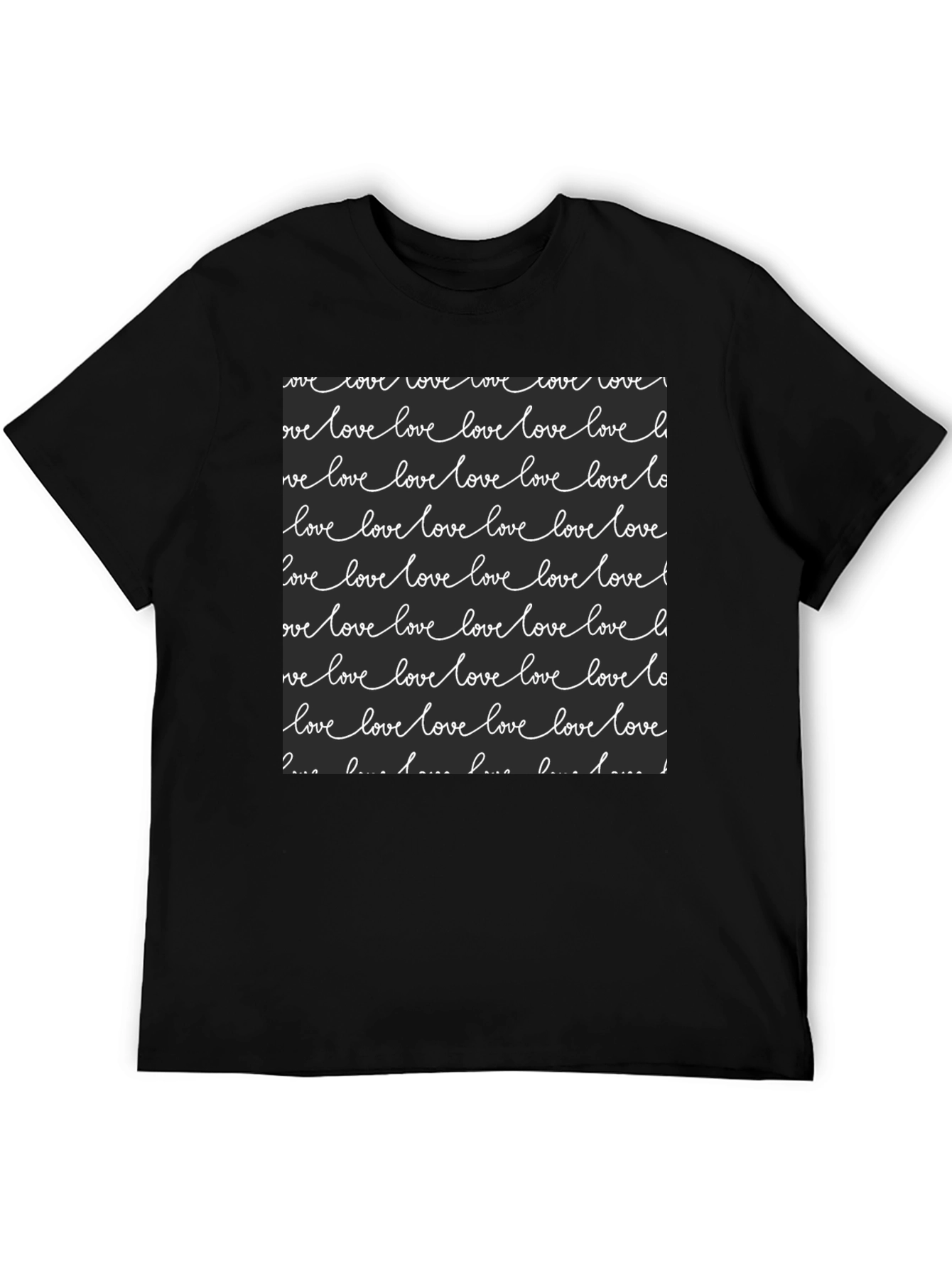 Love Script Print Black T-Shirt