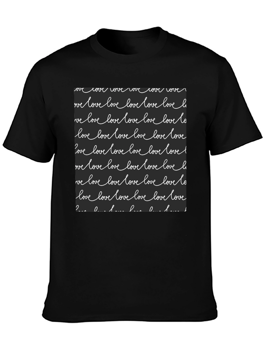 Love Script Print Black T-Shirt