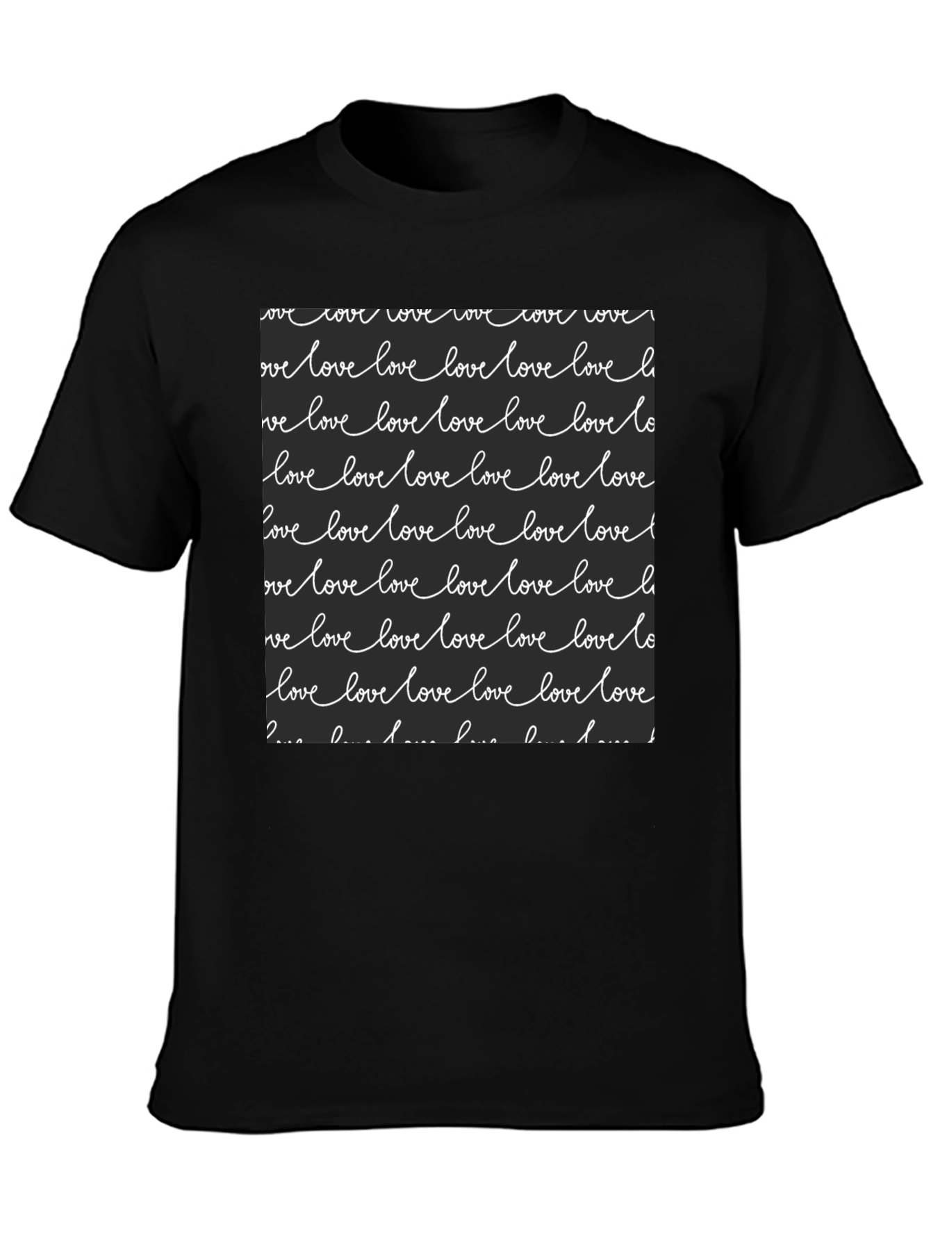 Love Script Print Black T-Shirt