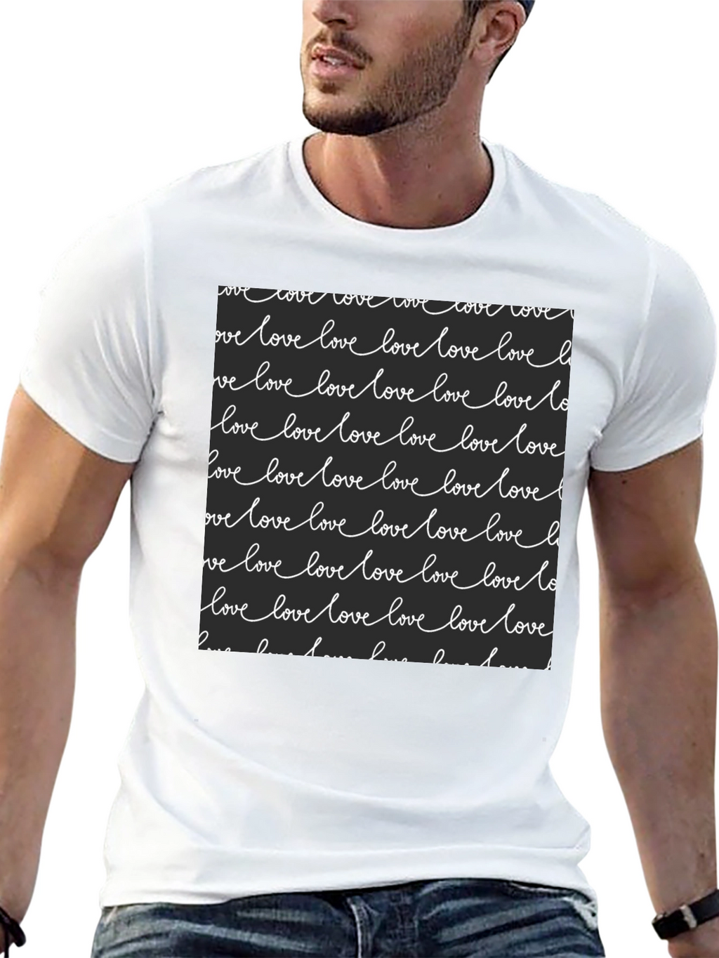 Love Script Print Black T-Shirt