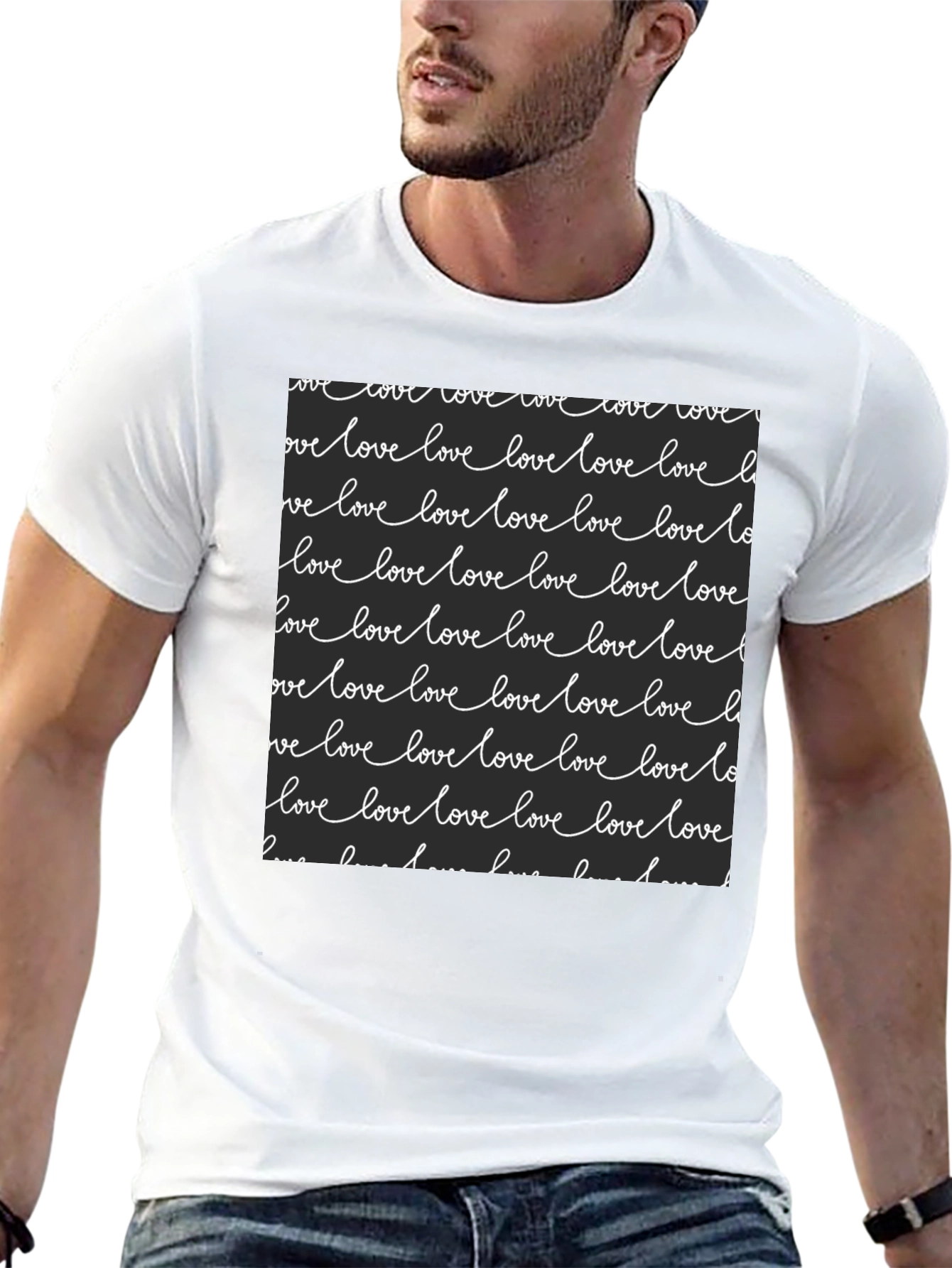 Love Script Print Black T-Shirt