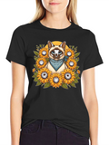 Cat Sunflower T-Shirt - Unique Graphic Tee