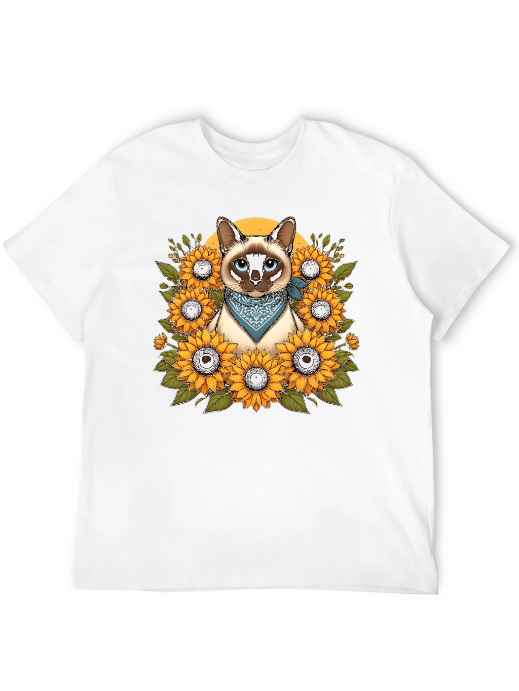 Cat Sunflower T-Shirt - Unique Graphic Tee
