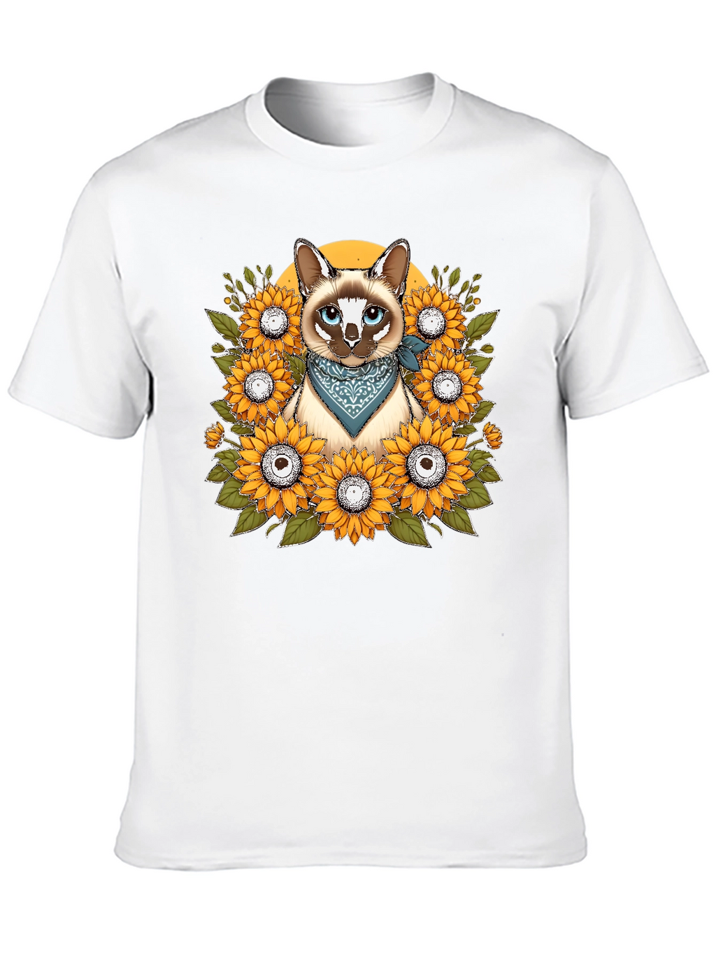 Cat Sunflower T-Shirt - Unique Graphic Tee