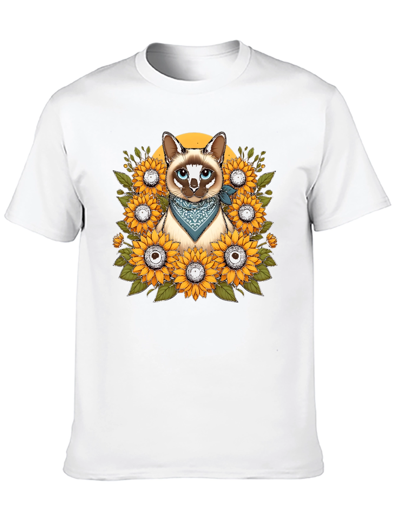 Cat Sunflower T-Shirt - Unique Graphic Tee