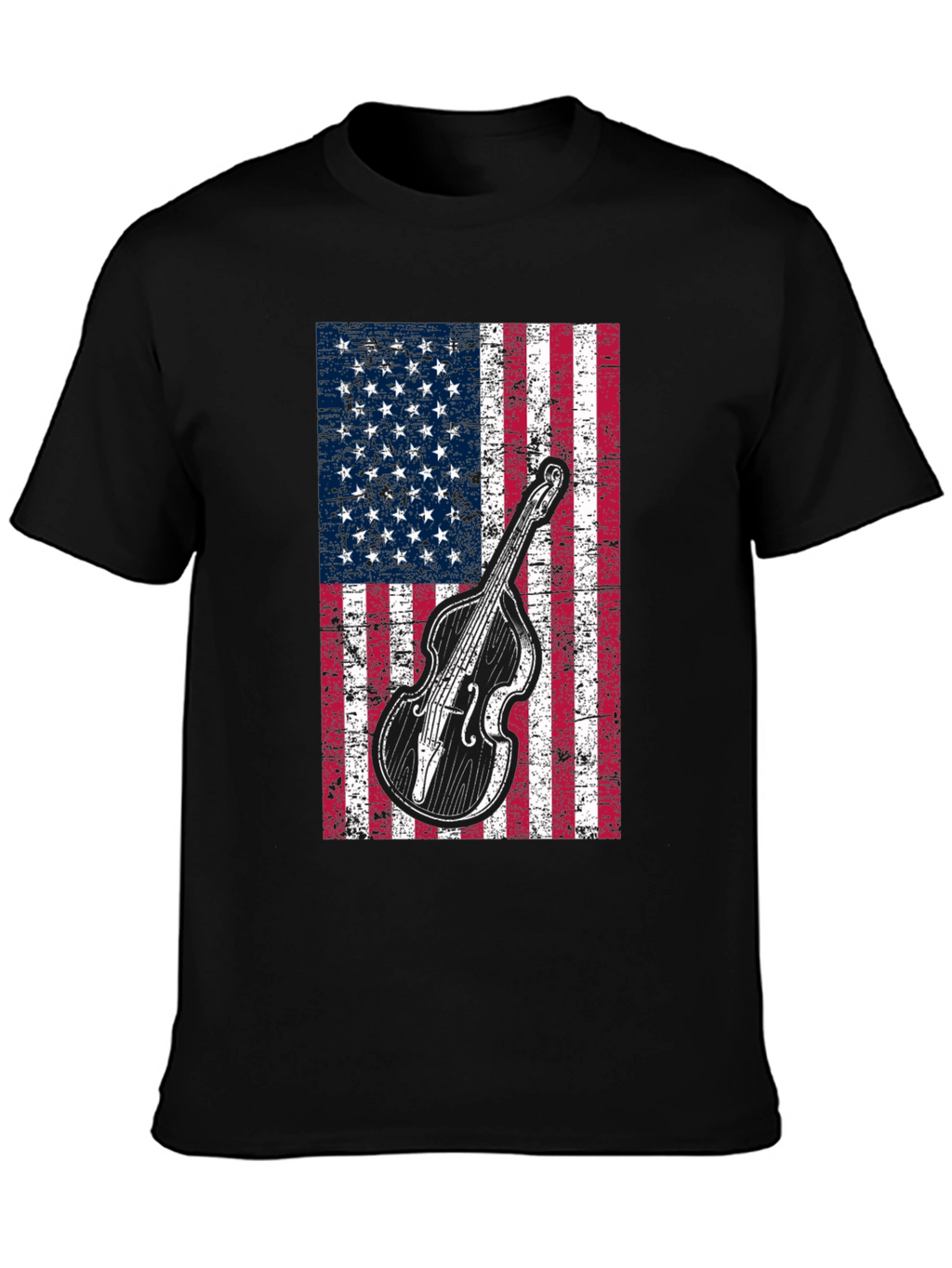 American Flag Bass Guitar Graphic T-Shirt