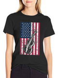 American Flag Bass Guitar Graphic T-Shirt