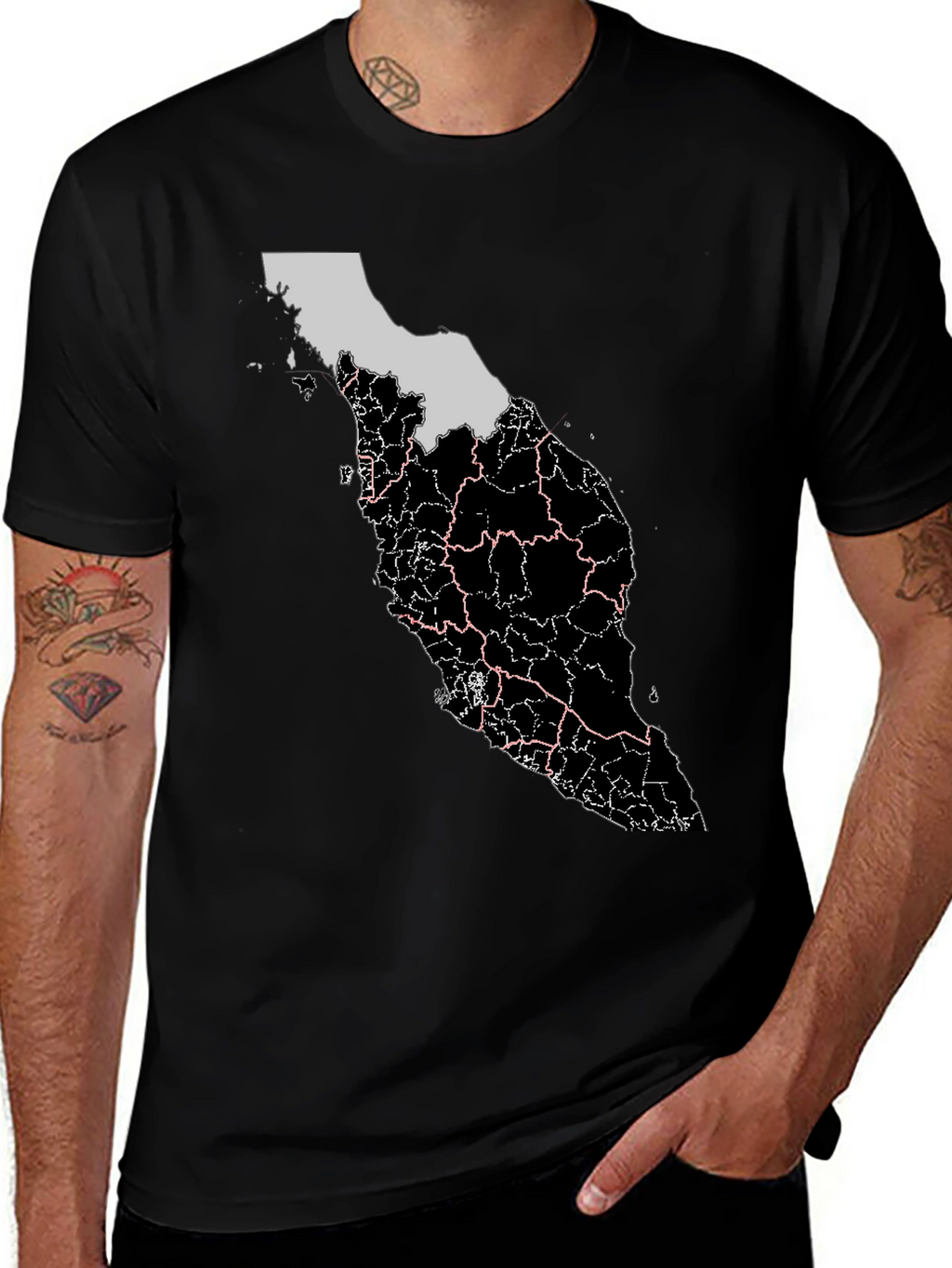 Malaysia Map T-Shirt - Black Graphic Tee