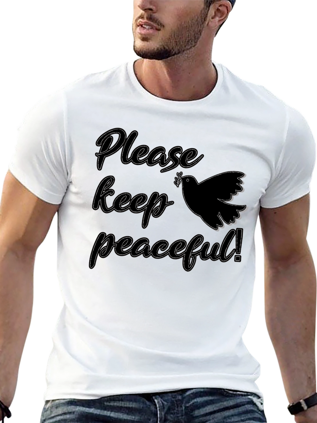 Peaceful Dove Graphic Black T-Shirt
