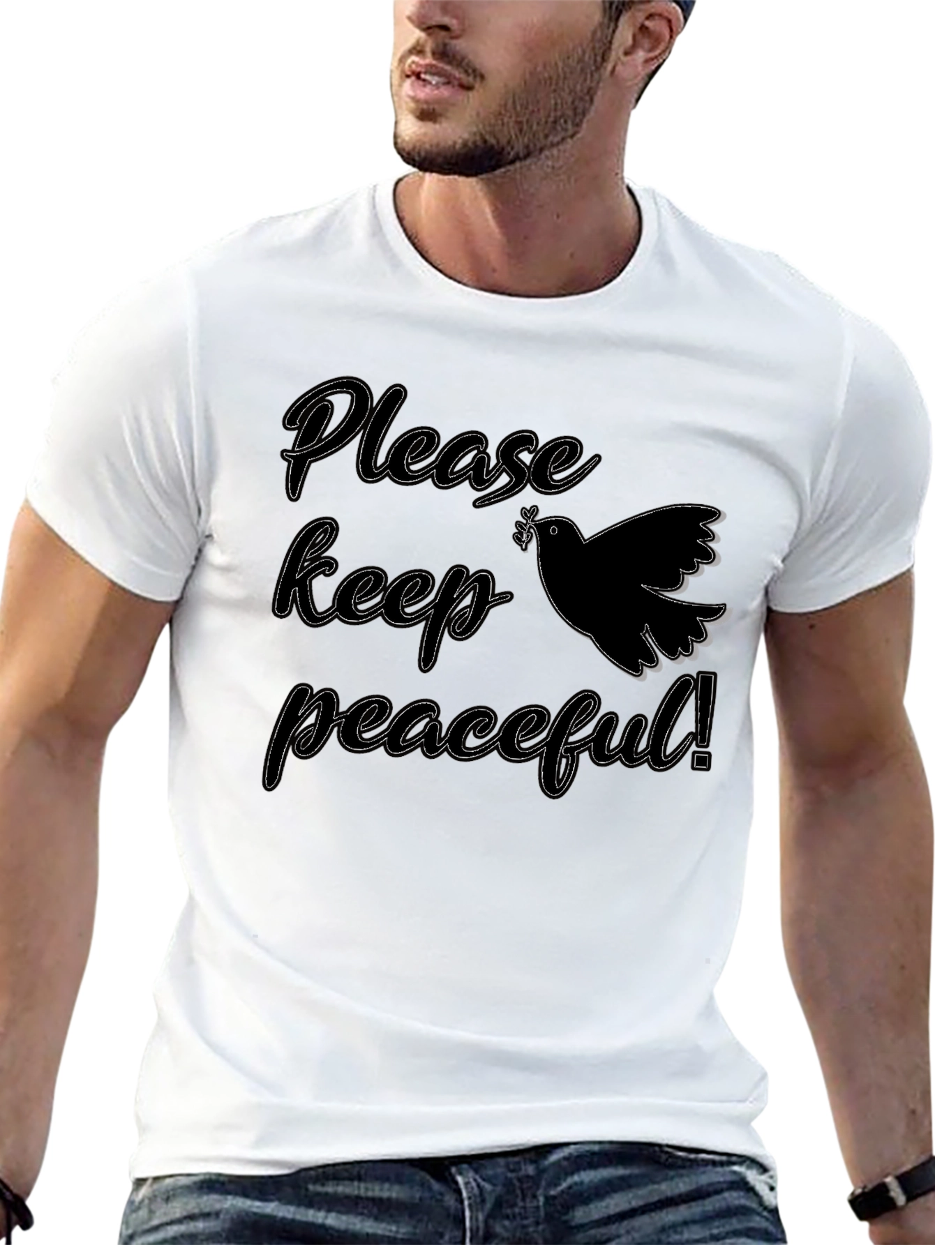 Peaceful Dove Graphic Black T-Shirt