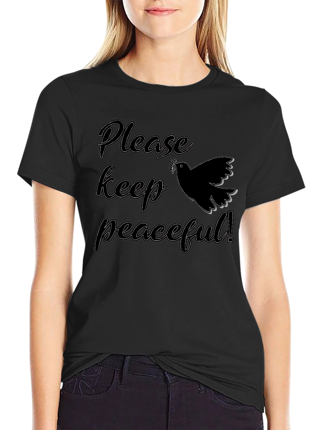 Peaceful Dove Graphic Black T-Shirt