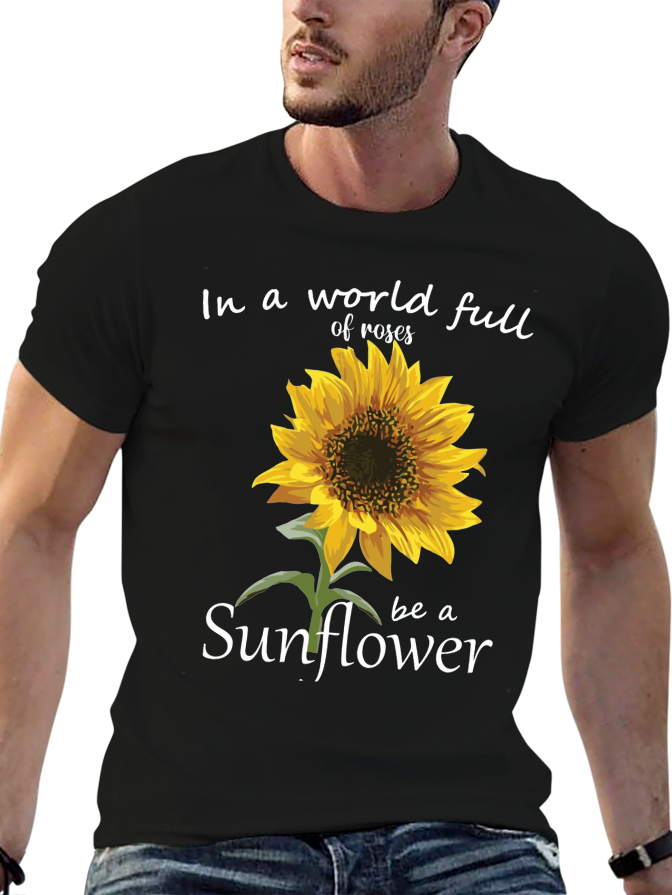 Sunflower Graphic Tee - Inspirational Black T-Shirt