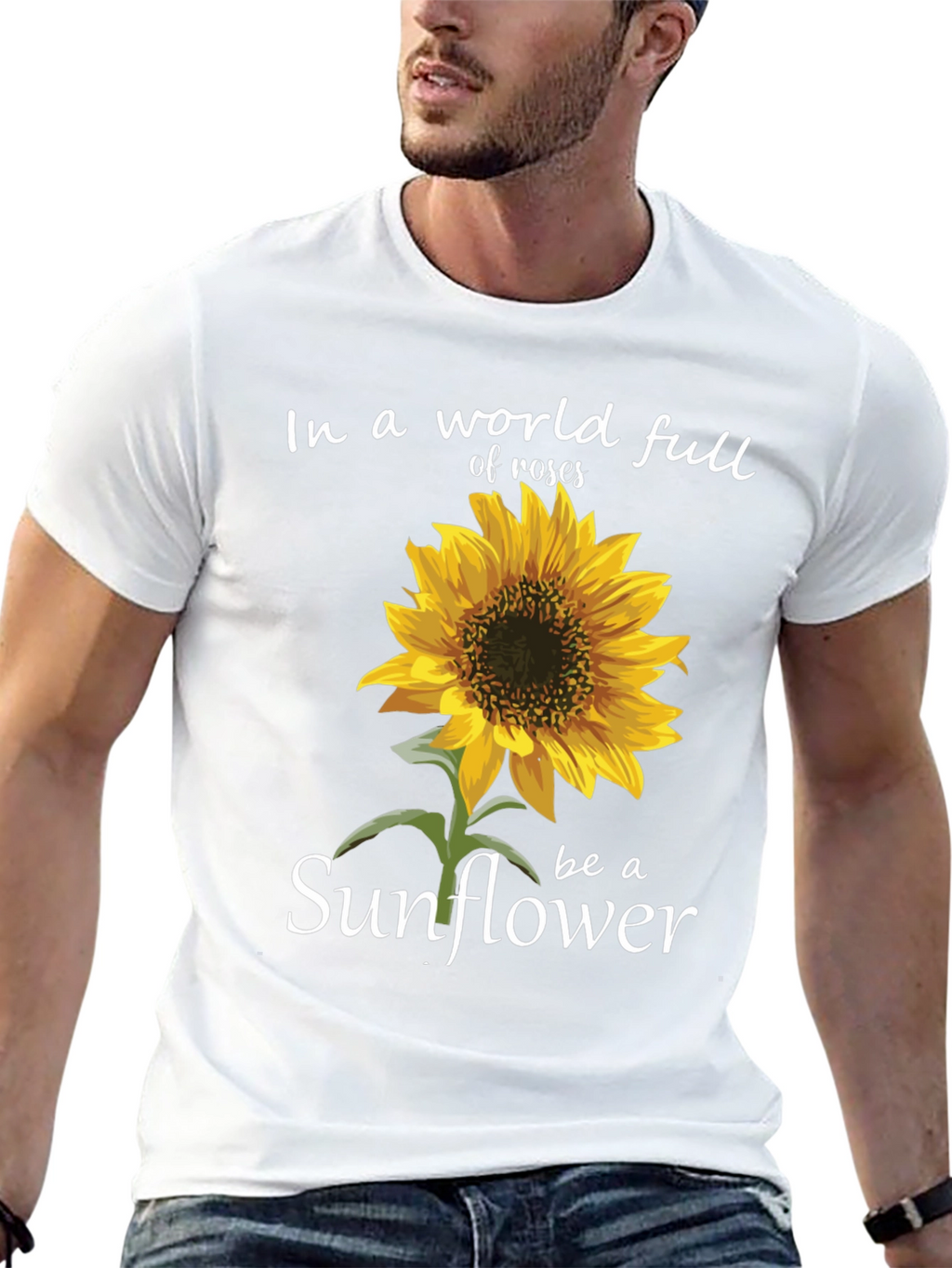 Sunflower Graphic Tee - Inspirational Black T-Shirt