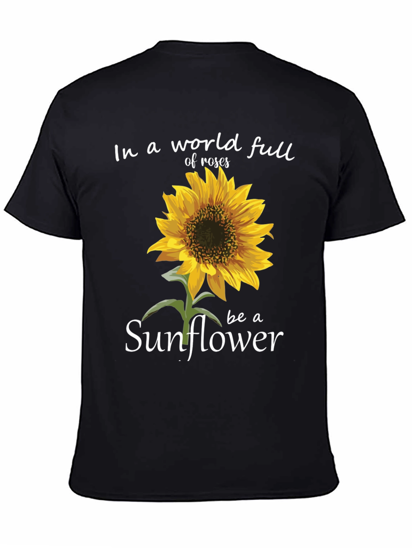 Sunflower Graphic Tee - Inspirational Black T-Shirt