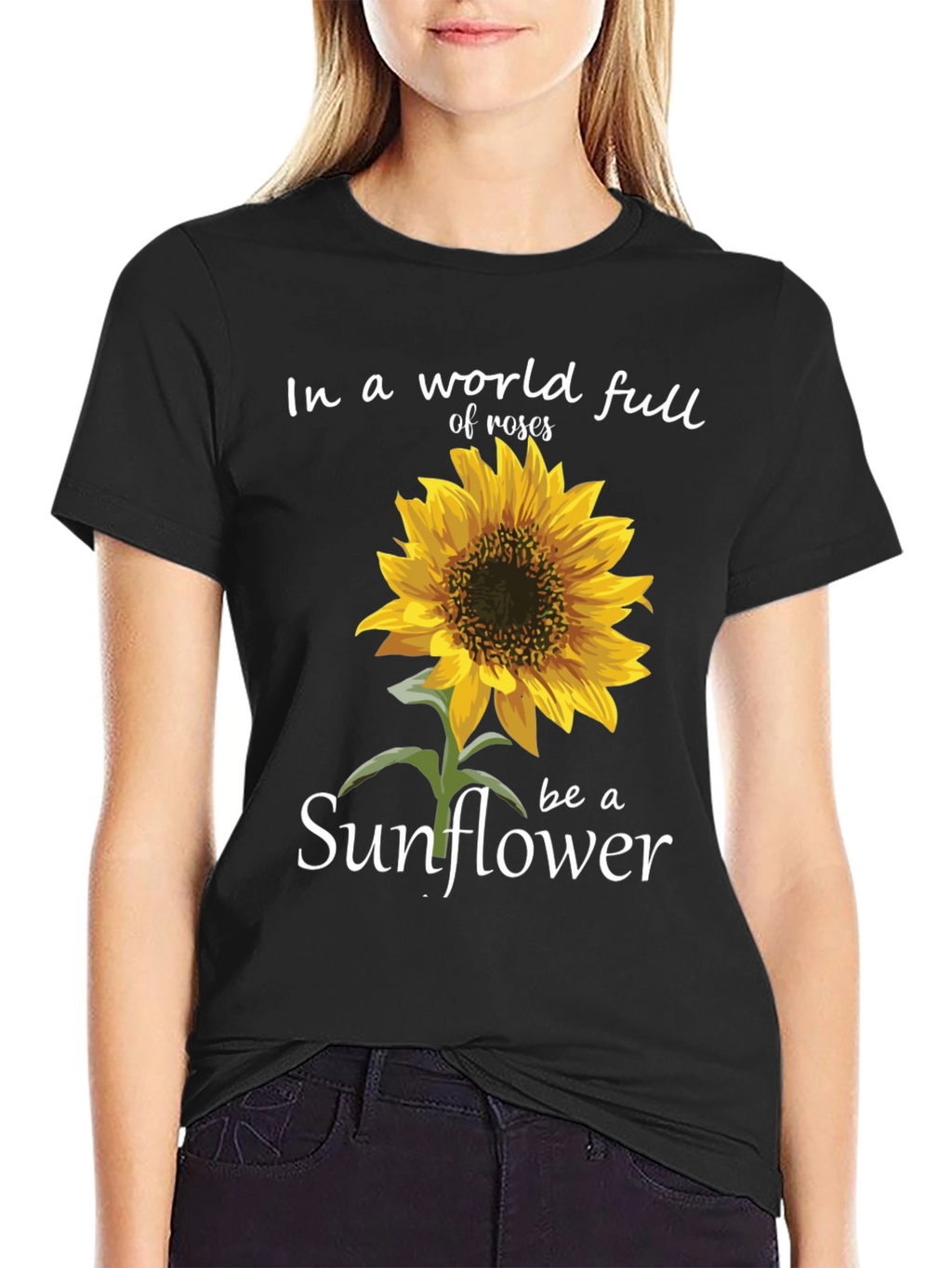 Sunflower Graphic Tee - Inspirational Black T-Shirt