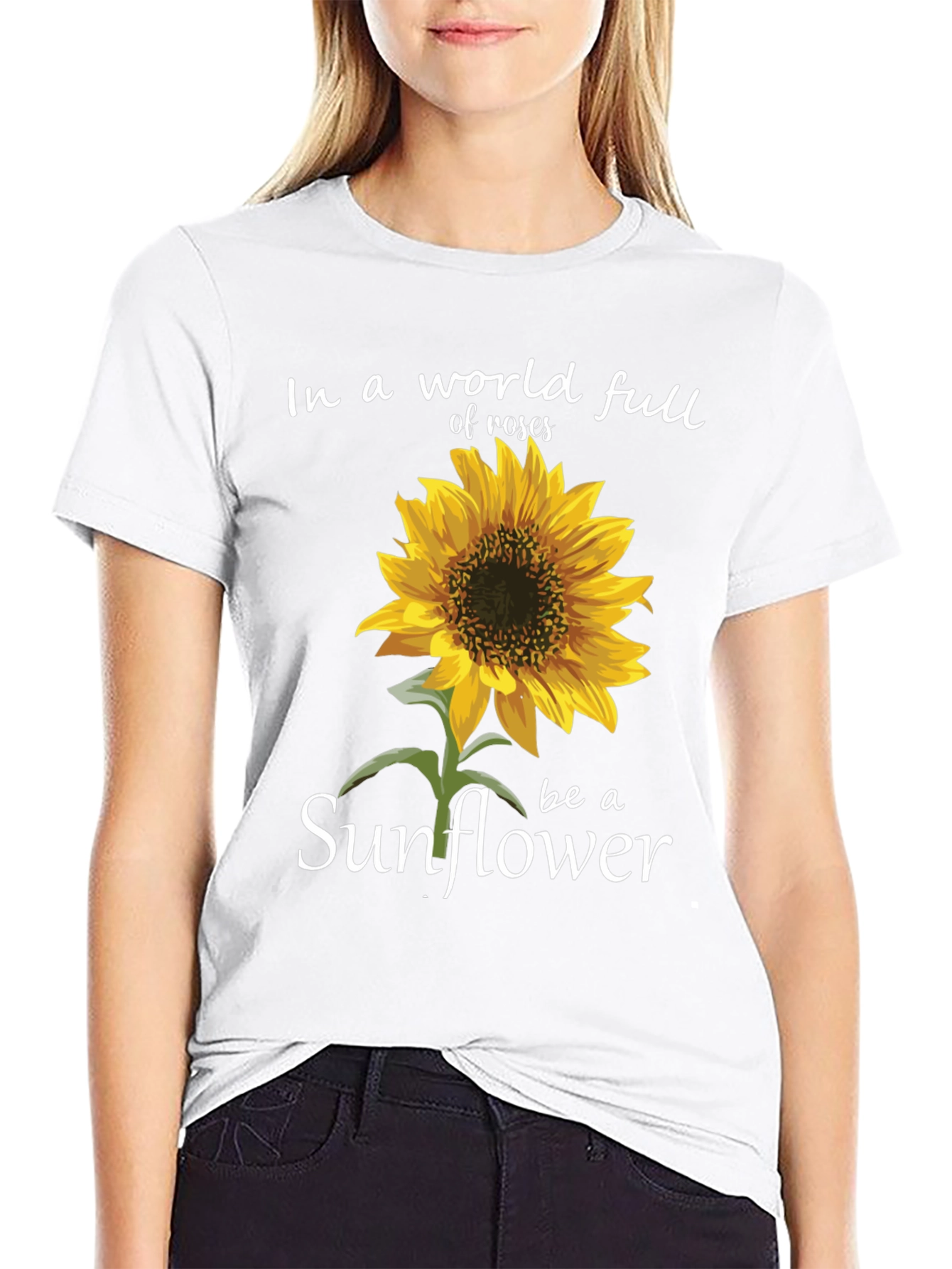 Sunflower Graphic Tee - Inspirational Black T-Shirt