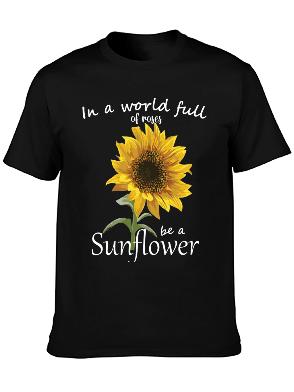 Sunflower Graphic Tee - Inspirational Black T-Shirt