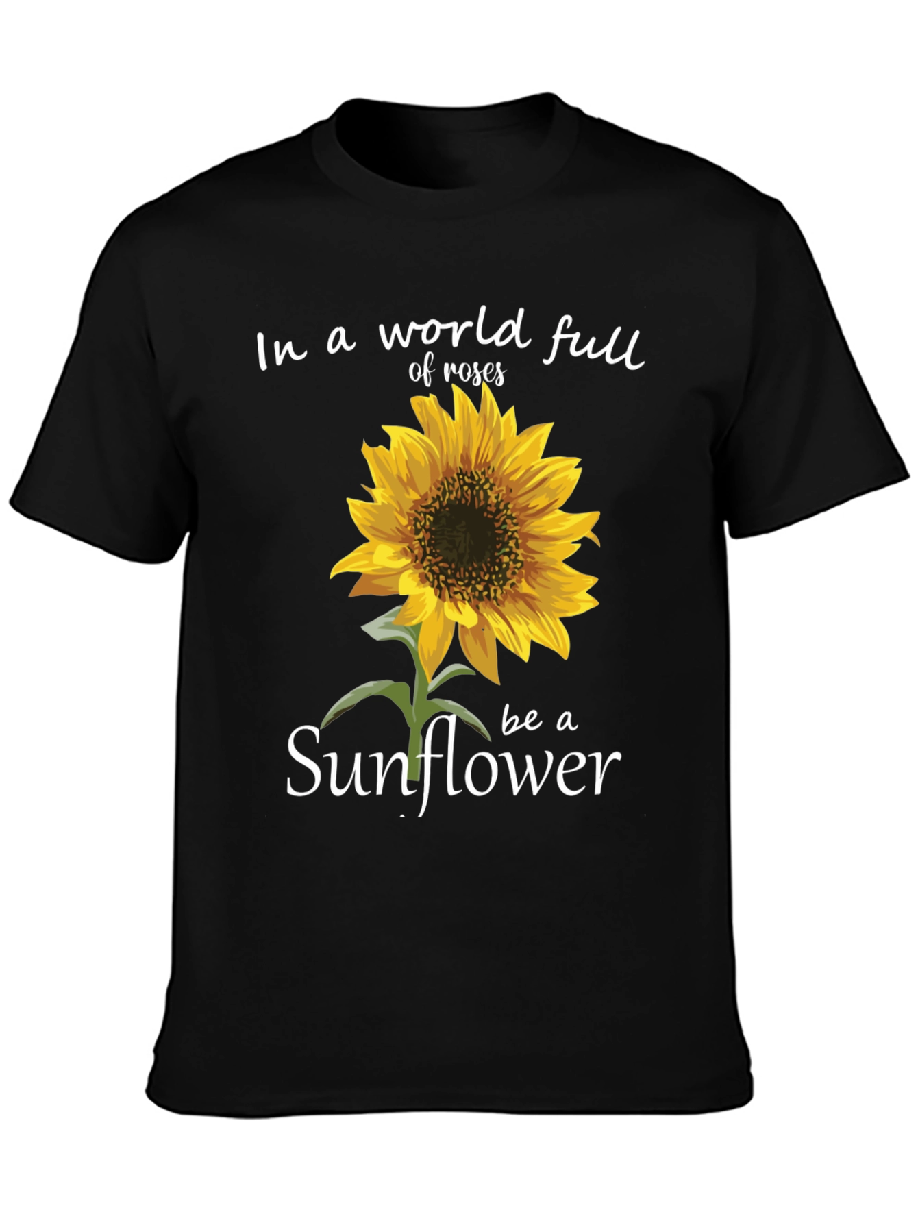 Sunflower Graphic Tee - Inspirational Black T-Shirt