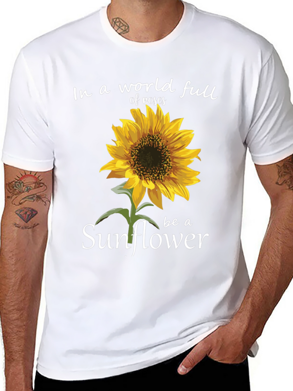 Sunflower Graphic Tee - Inspirational Black T-Shirt
