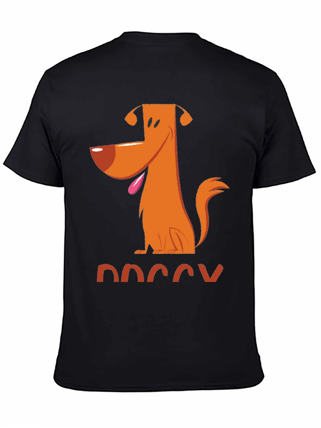 Doggy Cartoon Graphic Tee - Black Cotton T-Shirt