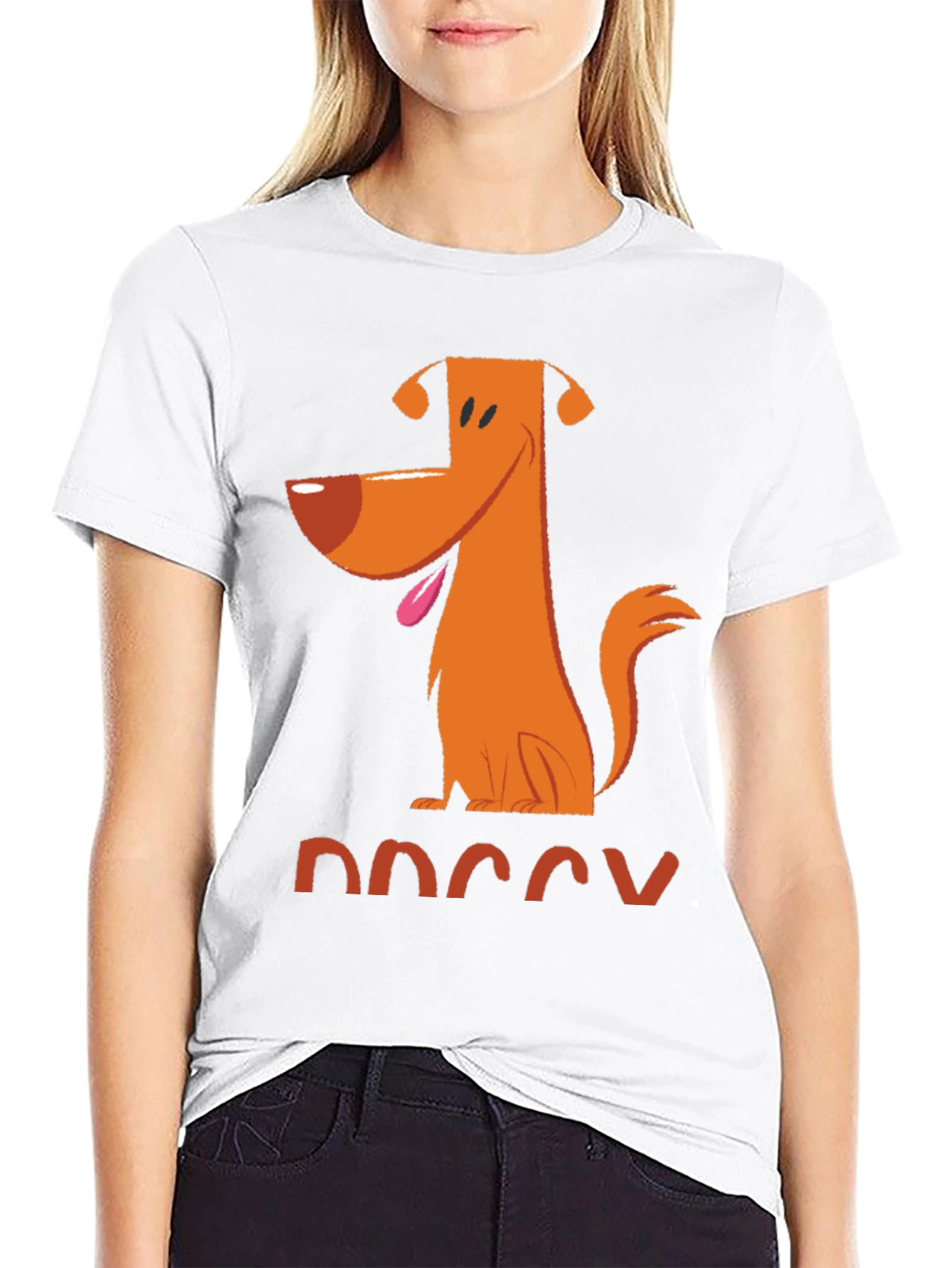 Doggy Cartoon Graphic Tee - Black Cotton T-Shirt