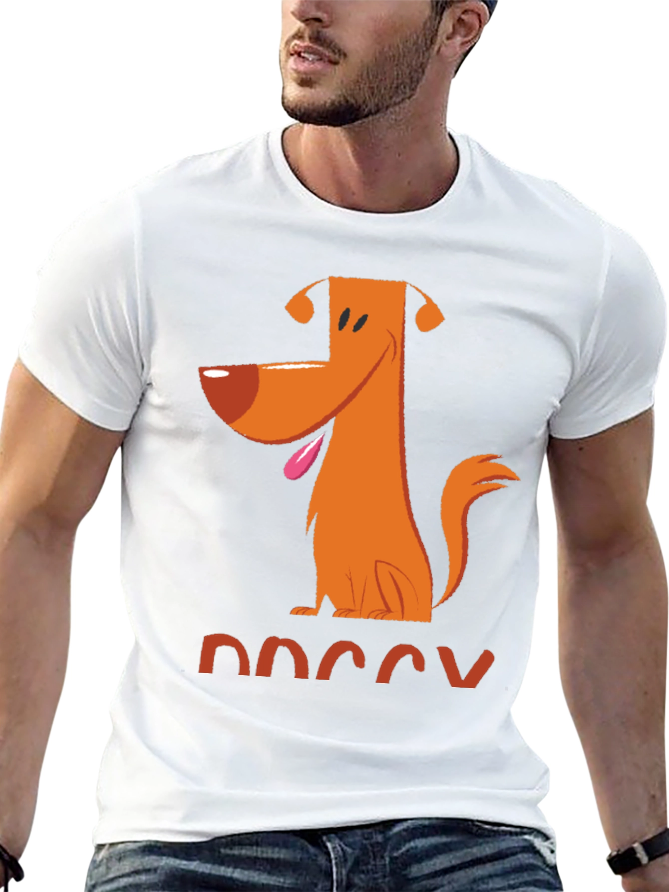 Doggy Cartoon Graphic Tee - Black Cotton T-Shirt