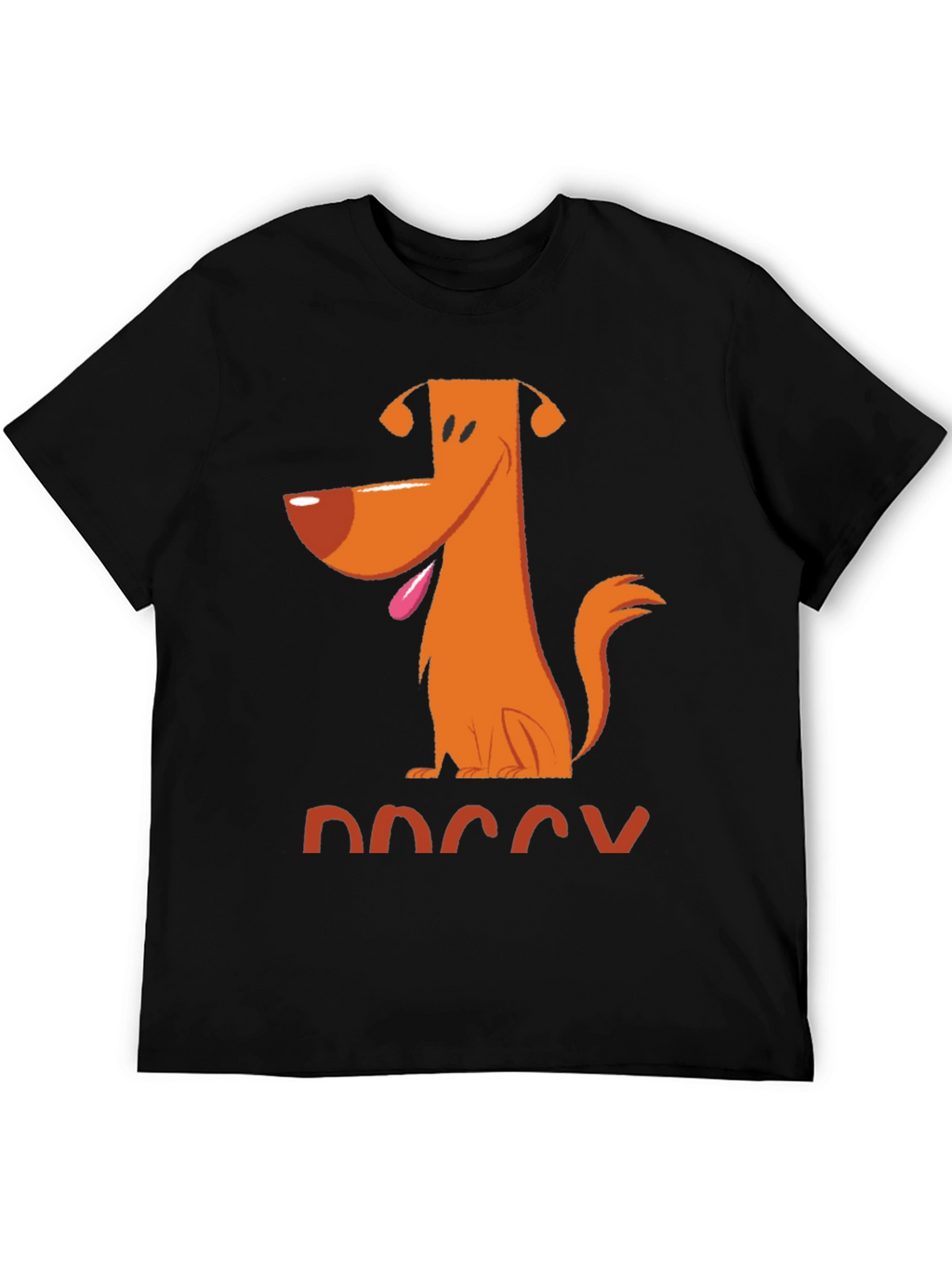 Doggy Cartoon Graphic Tee - Black Cotton T-Shirt