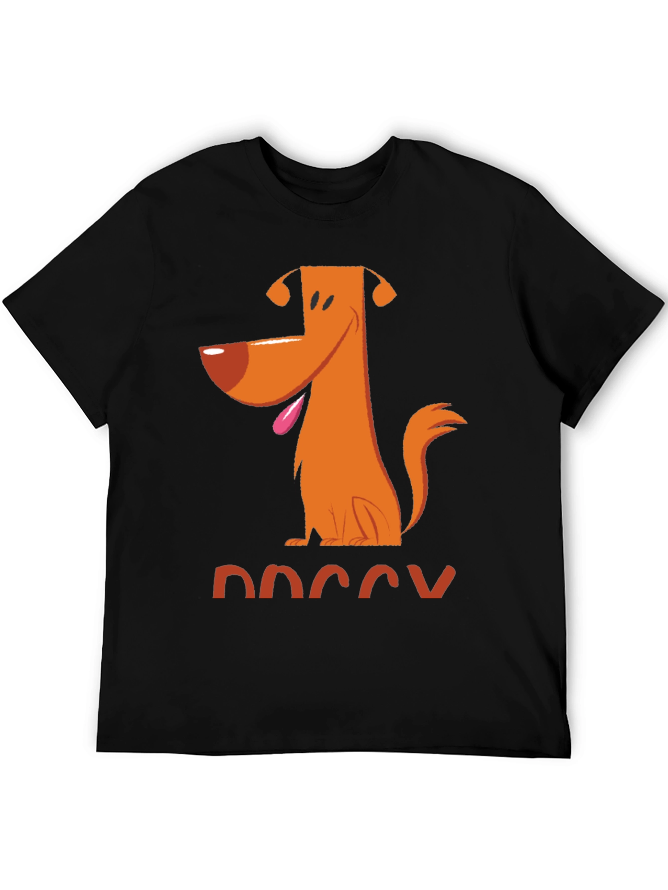 Doggy Cartoon Graphic Tee - Black Cotton T-Shirt